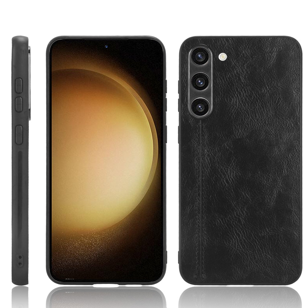 For Samsung Galaxy S23+ 5G Sewing Cow Pattern Skin PC + PU + TPU Phone Case(Black) For Samsung Galaxy S23+ 5G Sewing Cow Pattern Skin PC + PU + TPU Phone Case(Black)