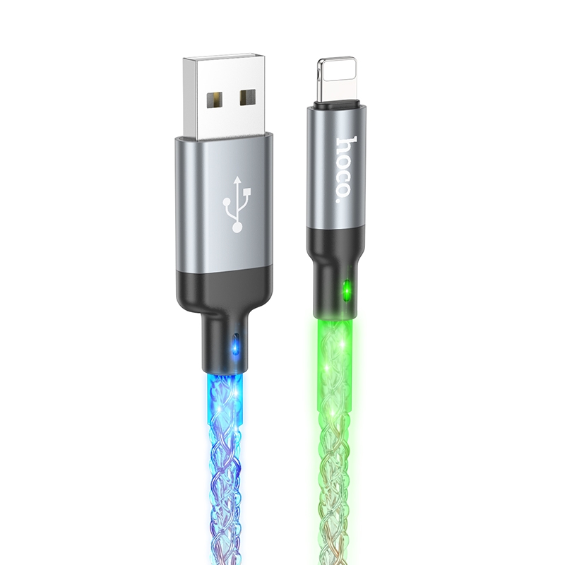hoco U112 2.4A USB to 8 Pin Luminous Data Cable, Length: 1m(Grey) hoco U112 2.4A USB to 8 Pin Luminous Data Cable, Length: 1m(Grey)