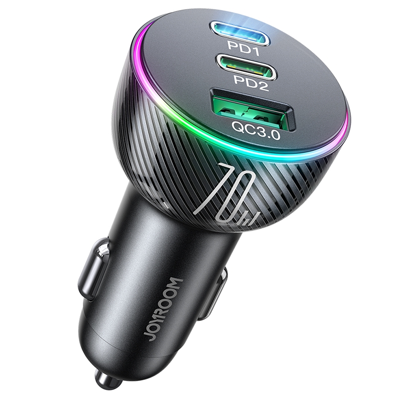 JOYROOM JR-CL26 70W 3-port USB+USB-C / Type-C Car Charger(Black) JOYROOM JR-CL26 70W 3-port USB+USB-C / Type-C Car Charger(Black)