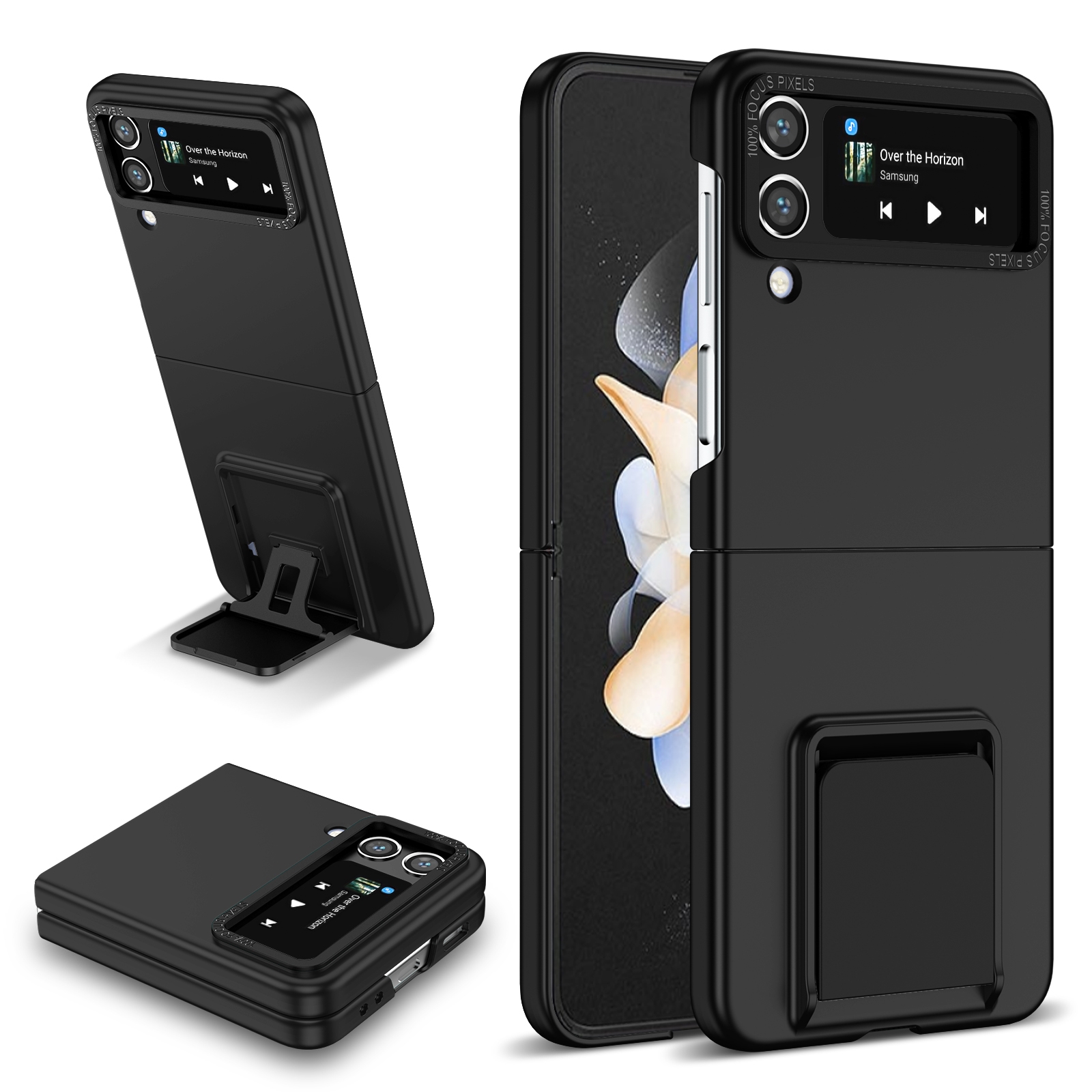 For Samsung Galaxy Z Flip4 5G Three-dimensional Folding Holder PC Phone Case(Black) For Samsung Galaxy Z Flip4 5G Three-dimensional Folding Holder PC Phone Case(Black)