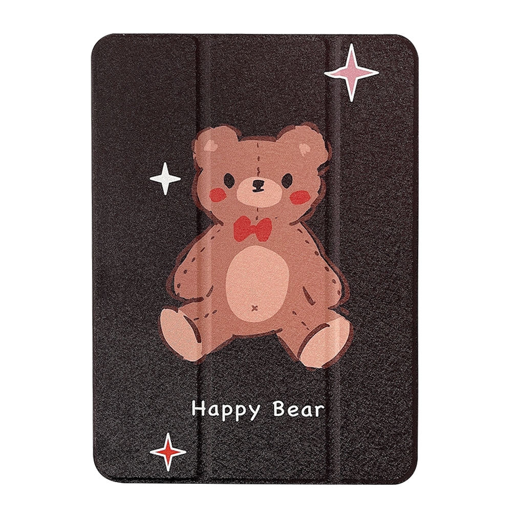 For iPad 10th Gen 10.9 2022 Acrylic Painted 3-fold Holder Leather Tablet Case(Happy Bear) For iPad 10th Gen 10.9 2022 Acrylic Painted 3-fold Holder Leather Tablet Case(Happy Bear)
