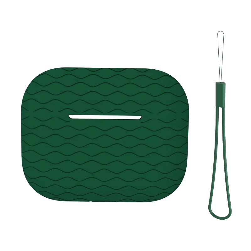 For AirPods Pro 2 Wave Pattern Silicone Earphone Case(Dark Green) For AirPods Pro 2 Wave Pattern Silicone Earphone Case(Dark Green)
