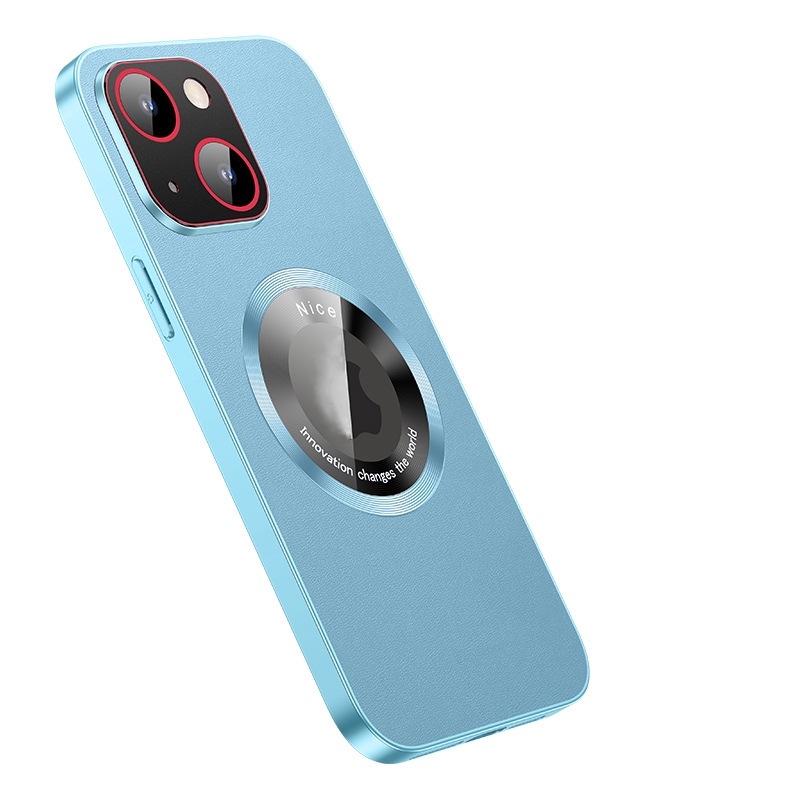 For iPhone 14 R-JUST RH05 Magnetic Leather Metal Phone Case(Blue) For iPhone 14 R-JUST RH05 Magnetic Leather Metal Phone Case(Blue)