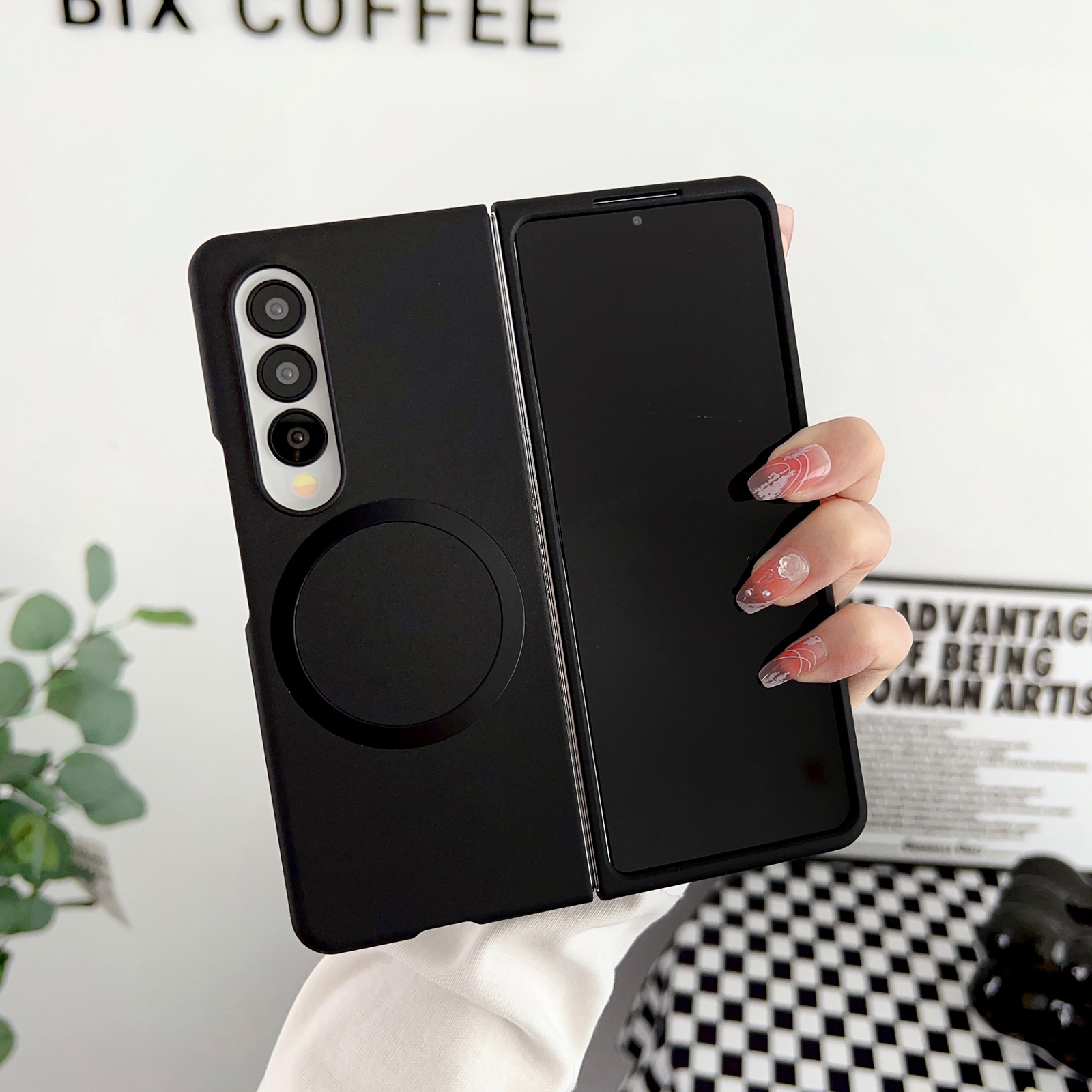 For Samsung Galaxy Z Fold4 5G Skin Feel Magnetic Shockproof Protective Phone Case(Black) For Samsung Galaxy Z Fold4 5G Skin Feel Magnetic Shockproof Protective Phone Case(Black)