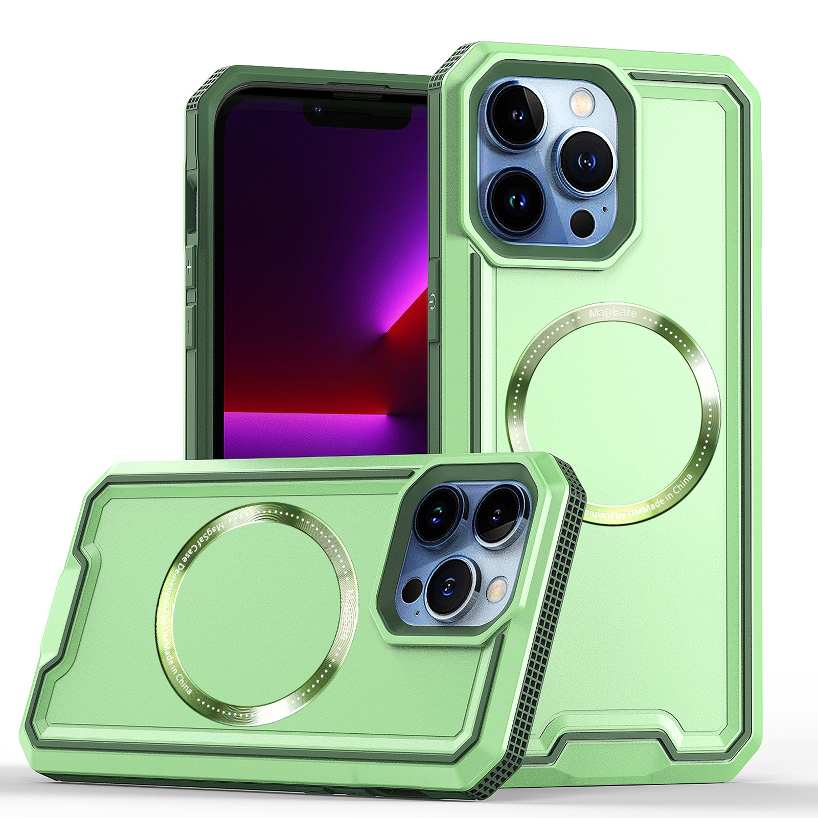 For iPhone 14 Plus Armour Two-color MagSafe Magnetic TPU + PC Phone Case(Green) For iPhone 14 Plus Armour Two-color MagSafe Magnetic TPU + PC Phone Case(Green)