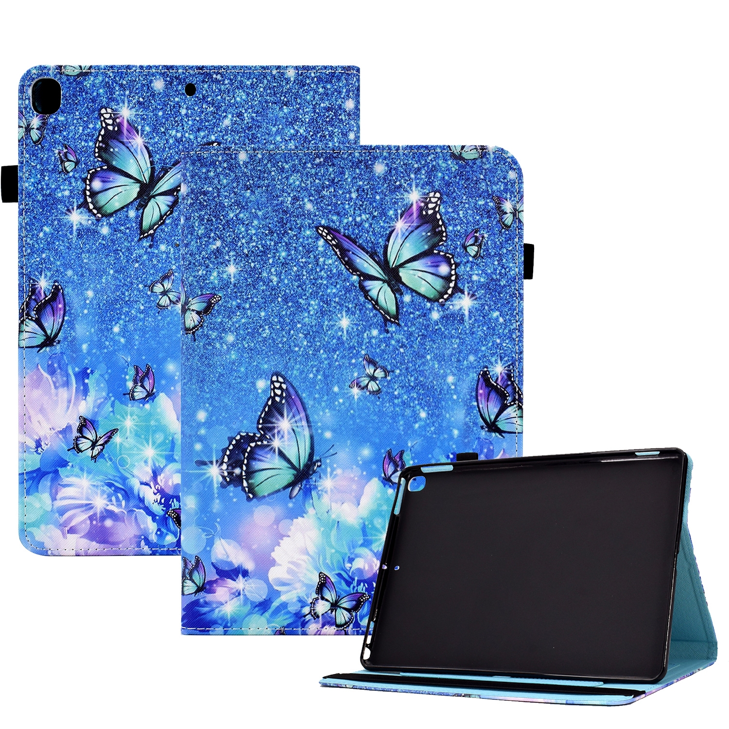 Colored Drawing Stitching Elastic Band Leather Smart Tablet Case For iPad 10.2 2020 / 2019 / 10.5 2019(Butterfly) Colored Drawing Stitching Elastic Band Leather Smart Tablet Case For iPad 10.2 2020 / 2019 / 10.5 2019(Butterfly)