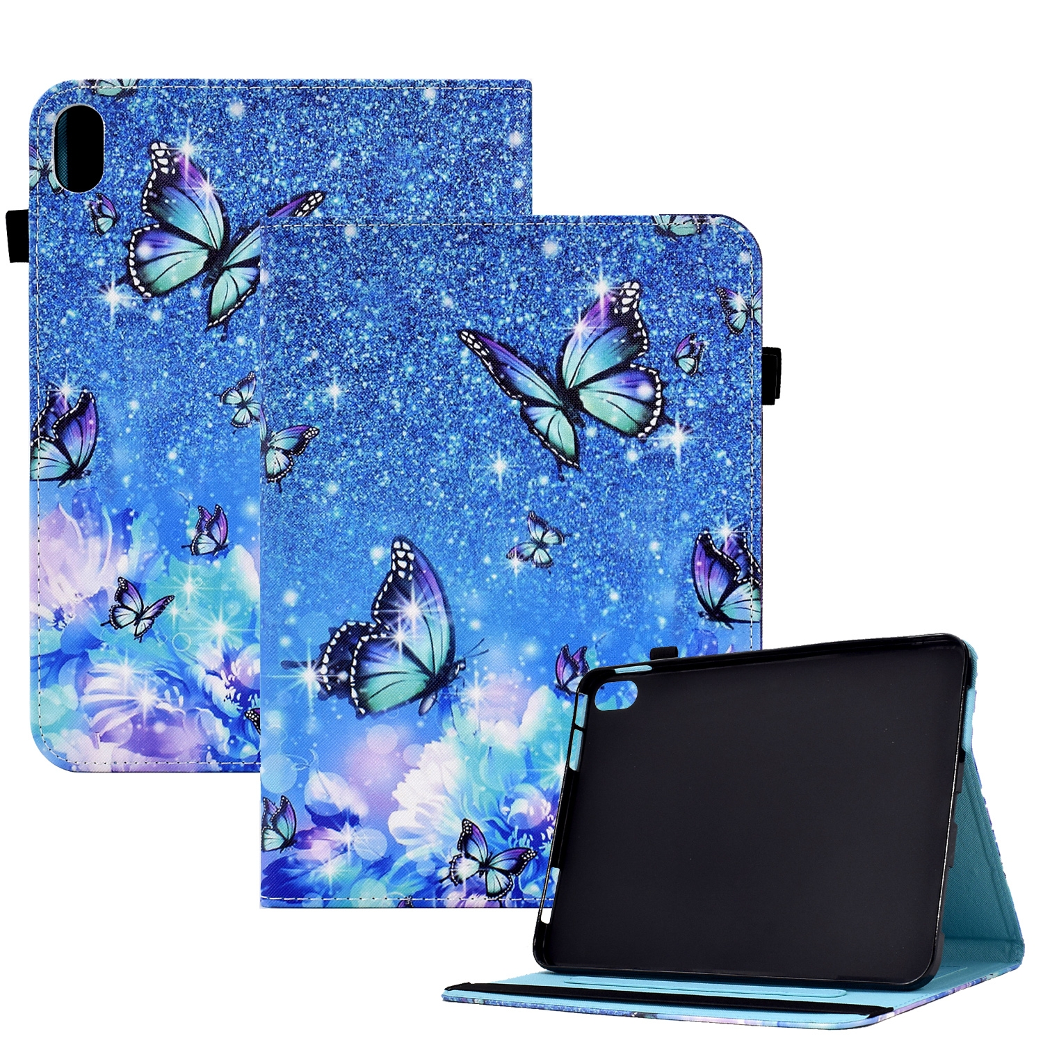 Colored Drawing Stitching Elastic Band Leather Smart Tablet Case For iPad mini 2024 / mini 6(Butterfly)