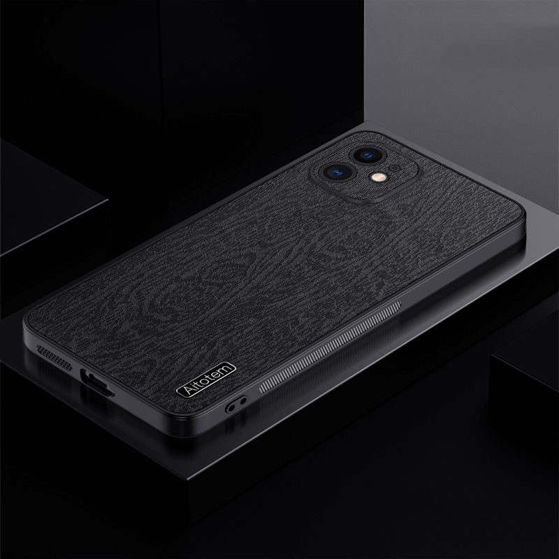 For iPhone 12 TPU + PC + PU Tree Texture Shockproof Full Coverage Protective Phone Case(Black) For iPhone 12 TPU + PC + PU Tree Texture Shockproof Full Coverage Protective Phone Case(Black)