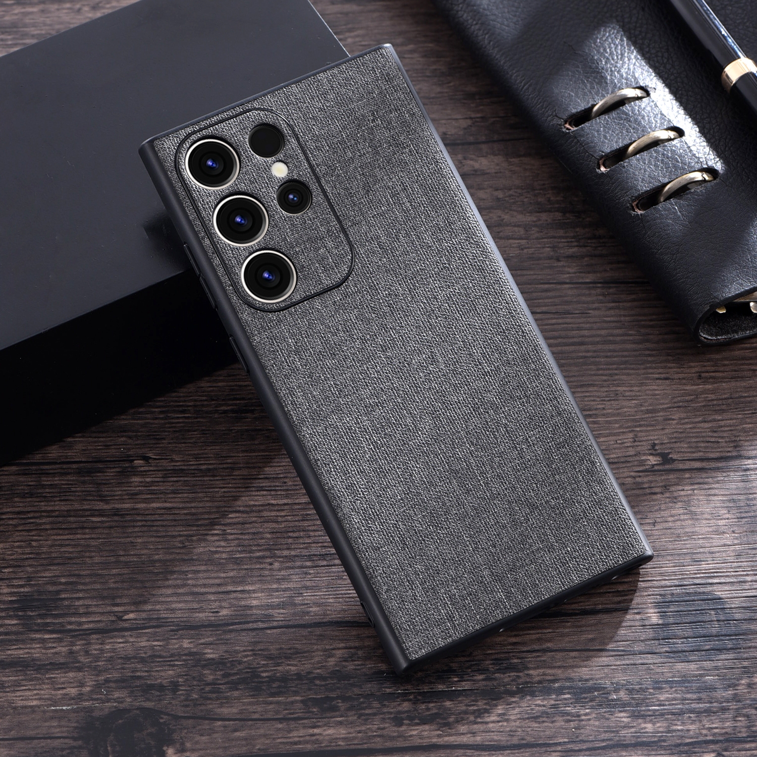 For Samsung Galaxy S23 Ultra 5G Cloth Texture PU + TPU Phone Case(Grey) For Samsung Galaxy S23 Ultra 5G Cloth Texture PU + TPU Phone Case(Grey)
