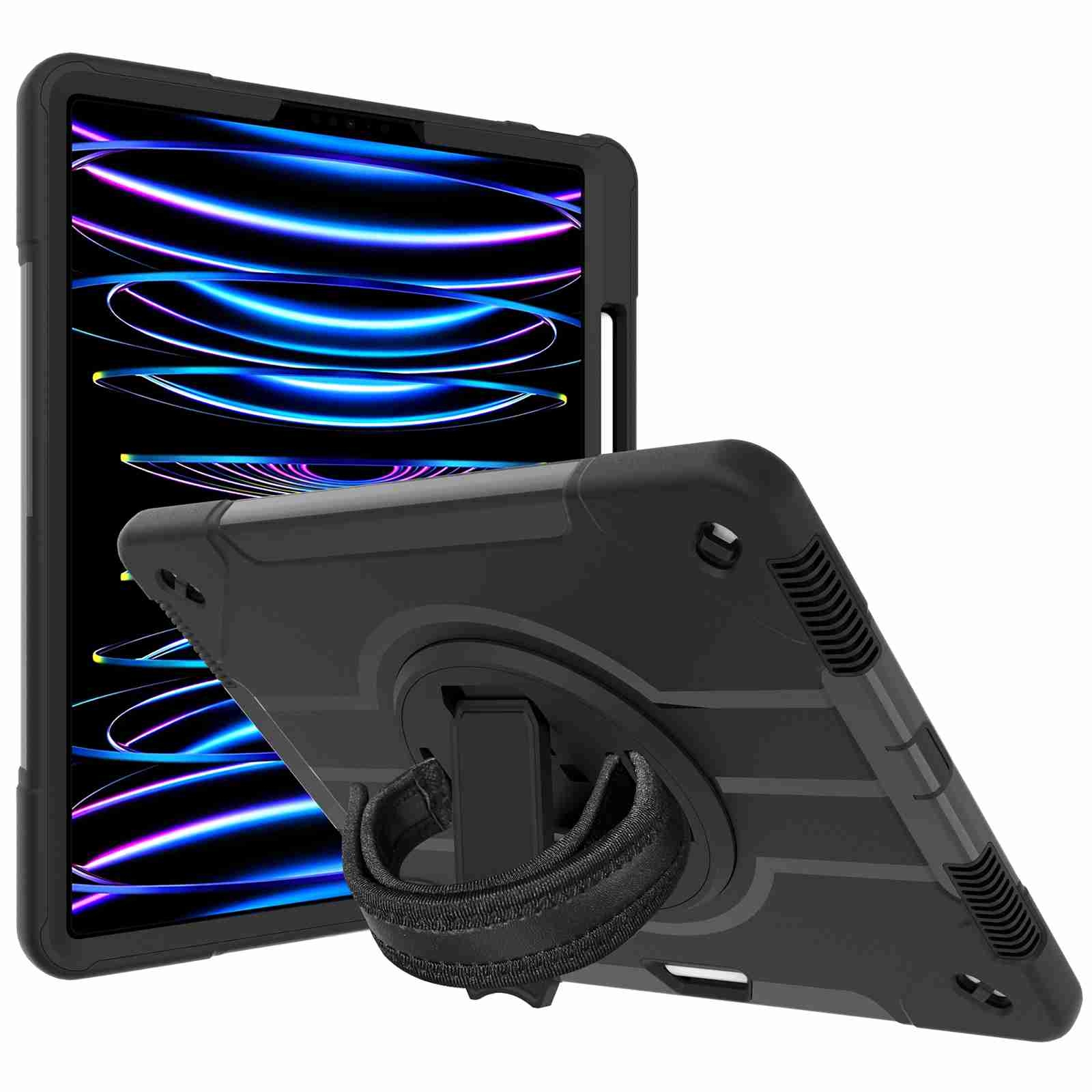 360-degree Rotating Holder Tablet Case with Wristband For iPad Pro 12.9 2021/2020(Black) 360-degree Rotating Holder Tablet Case with Wristband For iPad Pro 12.9 2021/2020(Black)