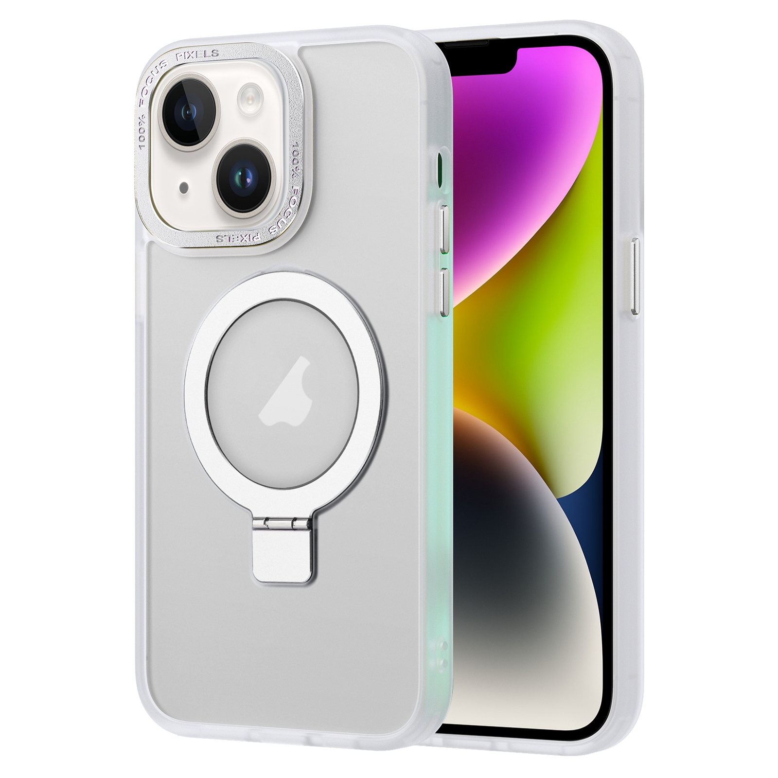For iPhone 14 Plus Skin Feel MagSafe Magnetic Holder Phone Case(Pink) For iPhone 14 Plus Skin Feel MagSafe Magnetic Holder Phone Case(Pink)