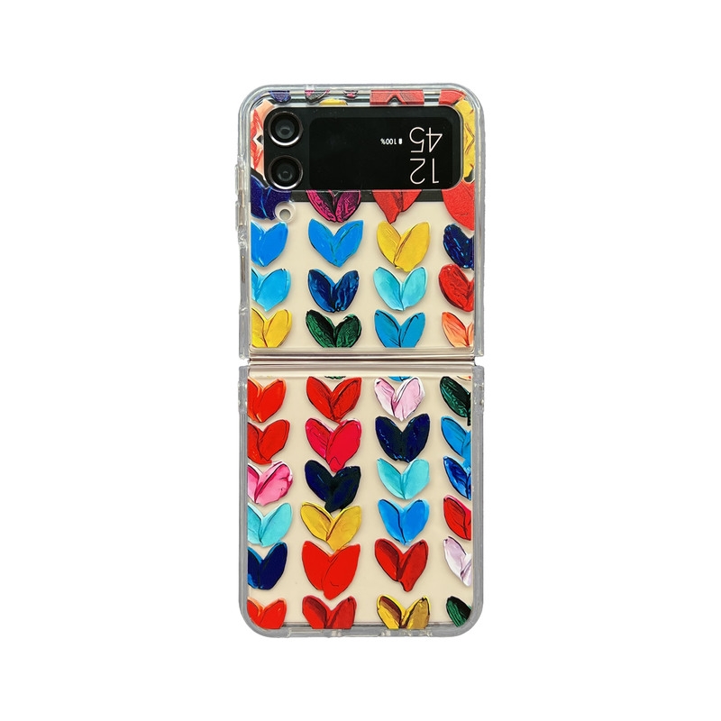 For Samsung Galaxy Z Flip4 5G Graffiti Heart Pattern Protective Phone Case(Transparent) For Samsung Galaxy Z Flip4 5G Graffiti Heart Pattern Protective Phone Case(Transparent)