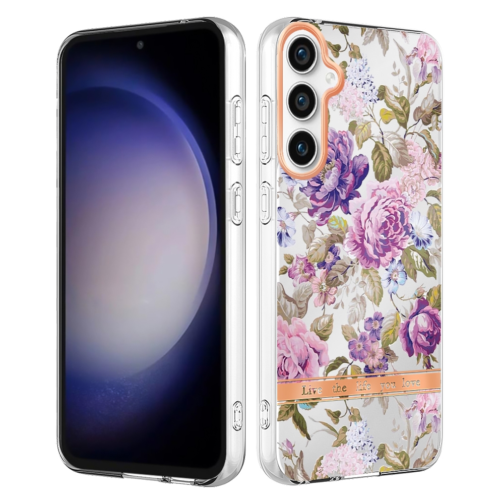 For Samsung Galaxy S23 FE 5G Flowers and Plants Series IMD TPU Phone Case(Purple Peony) For Samsung Galaxy S23 FE 5G Flowers and Plants Series IMD TPU Phone Case(Purple Peony)