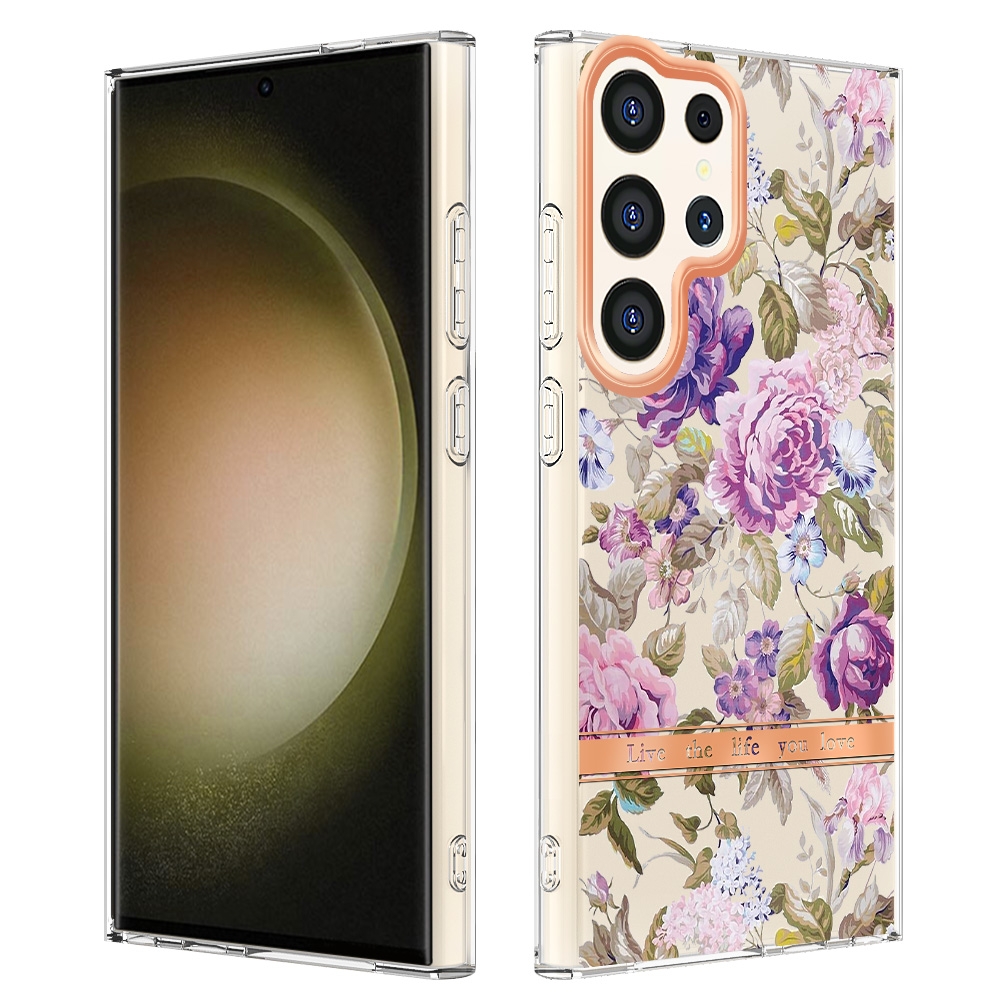 For Samsung Galaxy S24 Ultra 5G Flowers and Plants Series IMD TPU Phone Case(Purple Peony) For Samsung Galaxy S24 Ultra 5G Flowers and Plants Series IMD TPU Phone Case(Purple Peony)