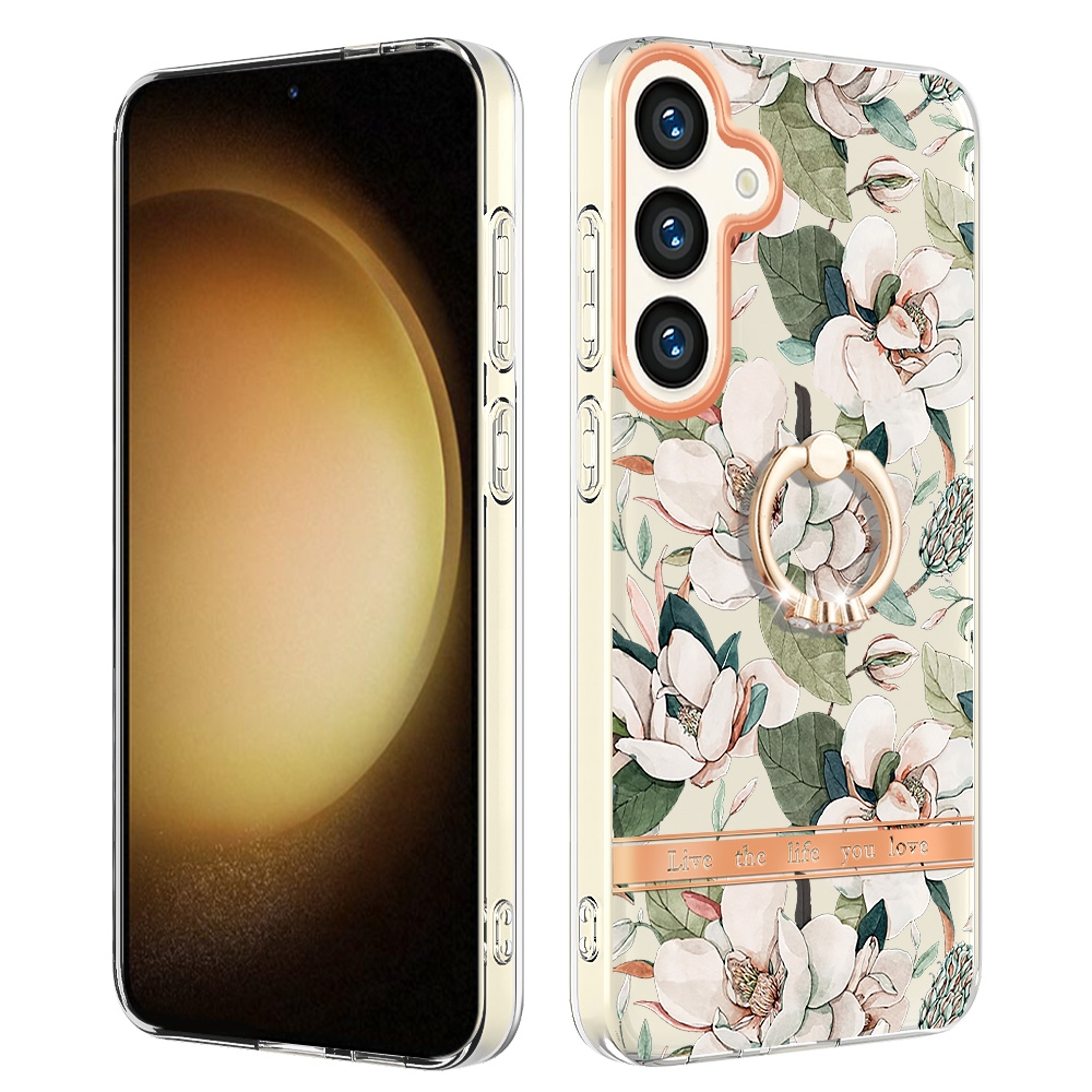 For Samsung Galaxy S24 5G Flowers and Plants Series IMD TPU Phone Case with Ring Holder(Green Gardenia) For Samsung Galaxy S24 5G Flowers and Plants Series IMD TPU Phone Case with Ring Holder(Green Gardenia)
