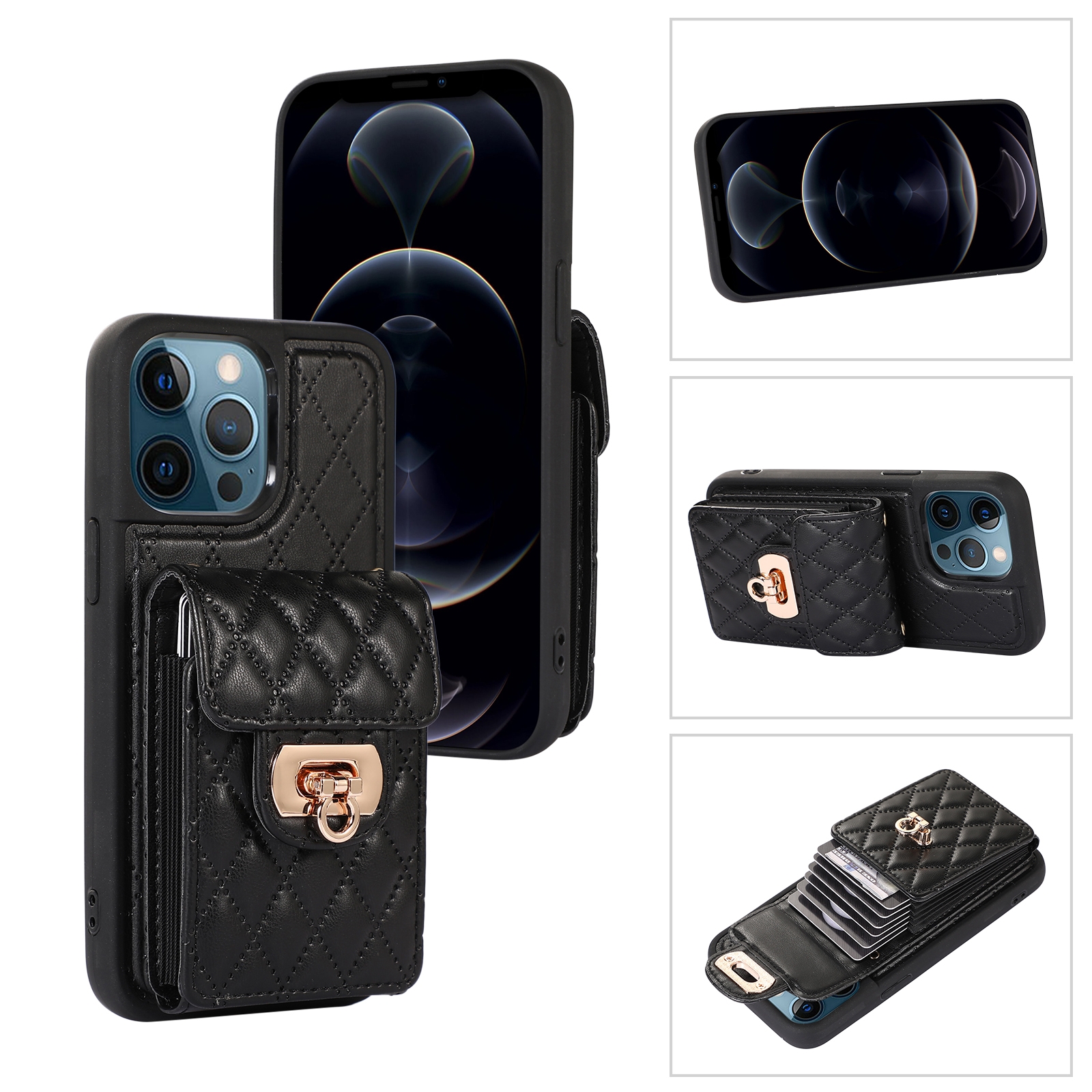 For iPhone 12 / 12 Pro Card Slot Leather Phone Case(Black) For iPhone 12 / 12 Pro Card Slot Leather Phone Case(Black)