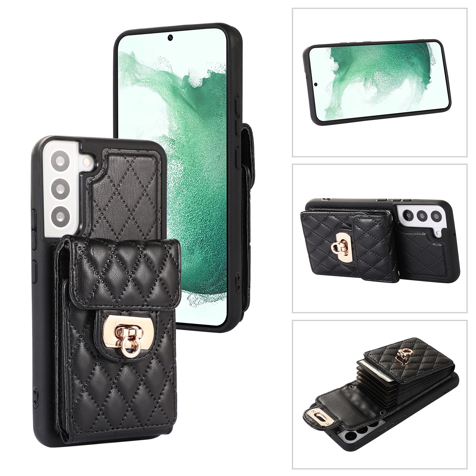 For Samsung Galaxy S21+ 5G Card Slot Leather Phone Case(Black) For Samsung Galaxy S21+ 5G Card Slot Leather Phone Case(Black)