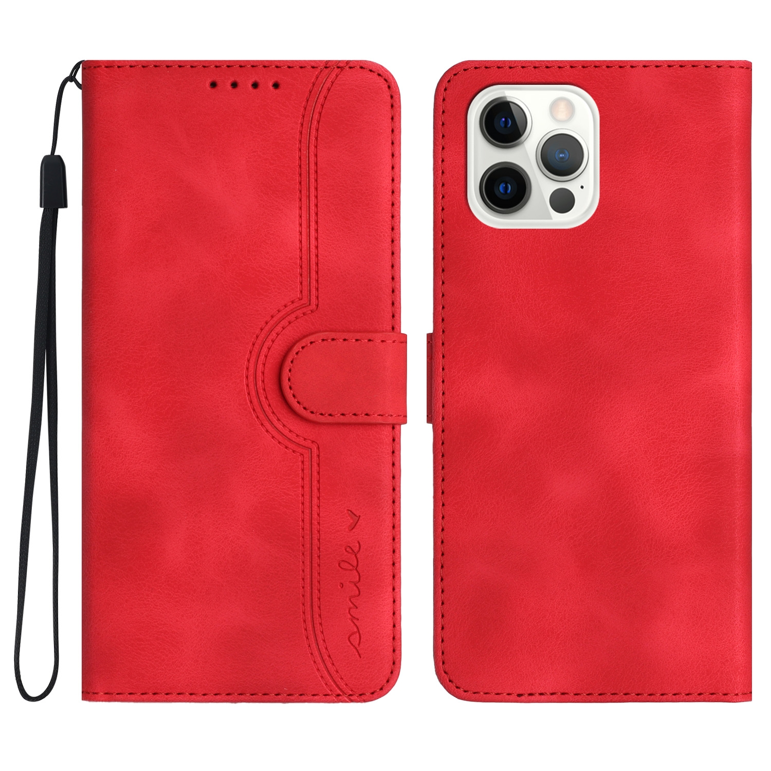 For iPhone 12/12 Pro Heart Pattern Skin Feel Leather Phone Case(Red) For iPhone 12/12 Pro Heart Pattern Skin Feel Leather Phone Case(Red)