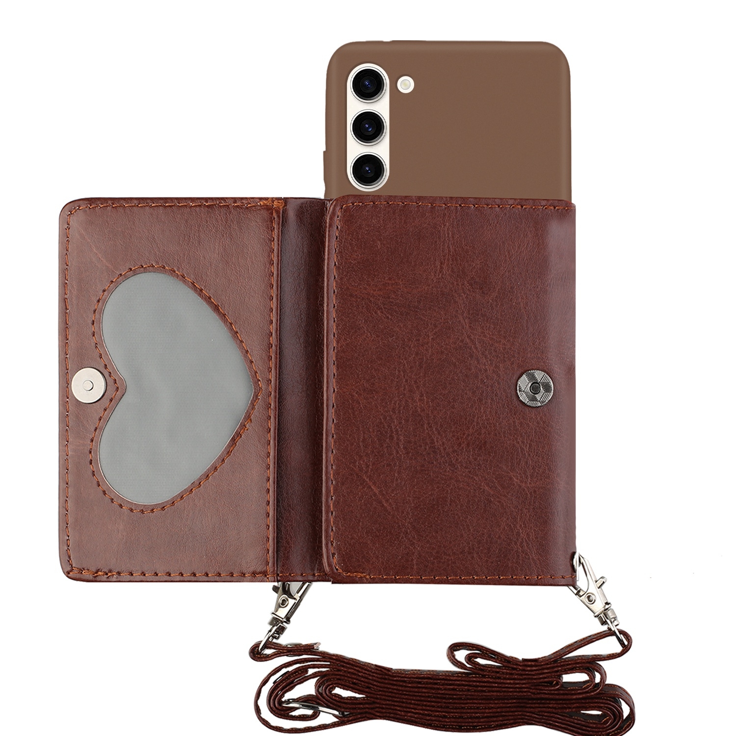 For Samsung Galaxy S23+ 5G Crossbody Lanyard Wallet Card Bag Phone Case(Brown) For Samsung Galaxy S23+ 5G Crossbody Lanyard Wallet Card Bag Phone Case(Brown)