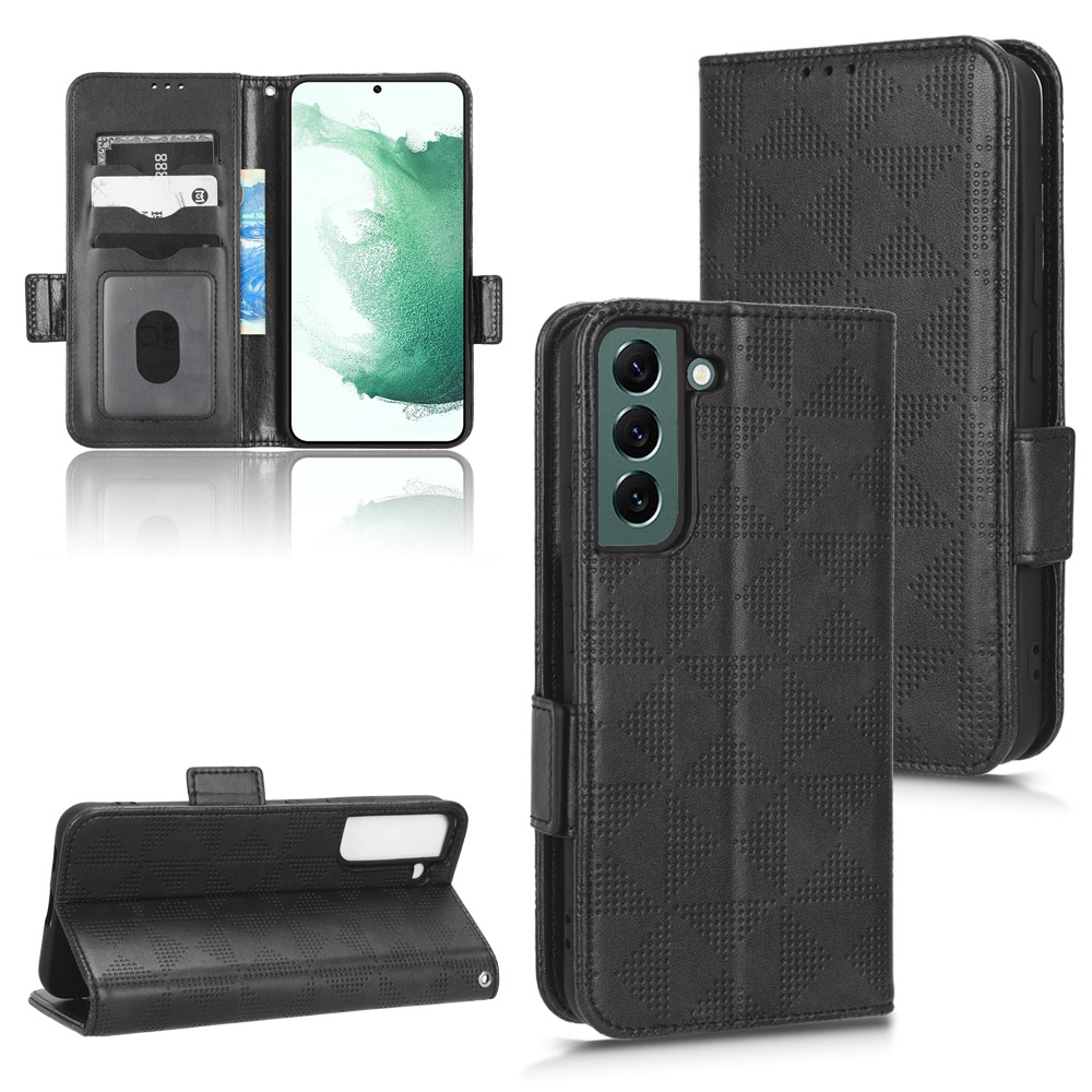 For Samsung Galaxy S22 5G Symmetrical Triangle Leather Phone Case(Black) For Samsung Galaxy S22 5G Symmetrical Triangle Leather Phone Case(Black)