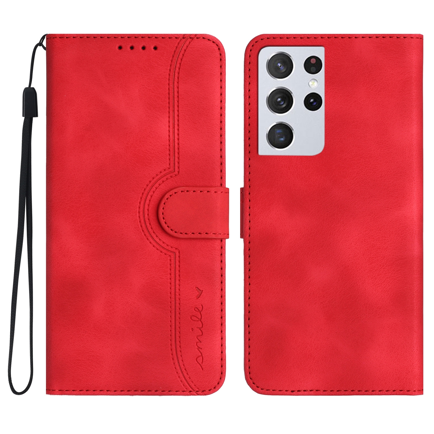 For Samsung Galaxy S21 Ultra 5G Heart Pattern Skin Feel Leather Phone Case(Red) For Samsung Galaxy S21 Ultra 5G Heart Pattern Skin Feel Leather Phone Case(Red)