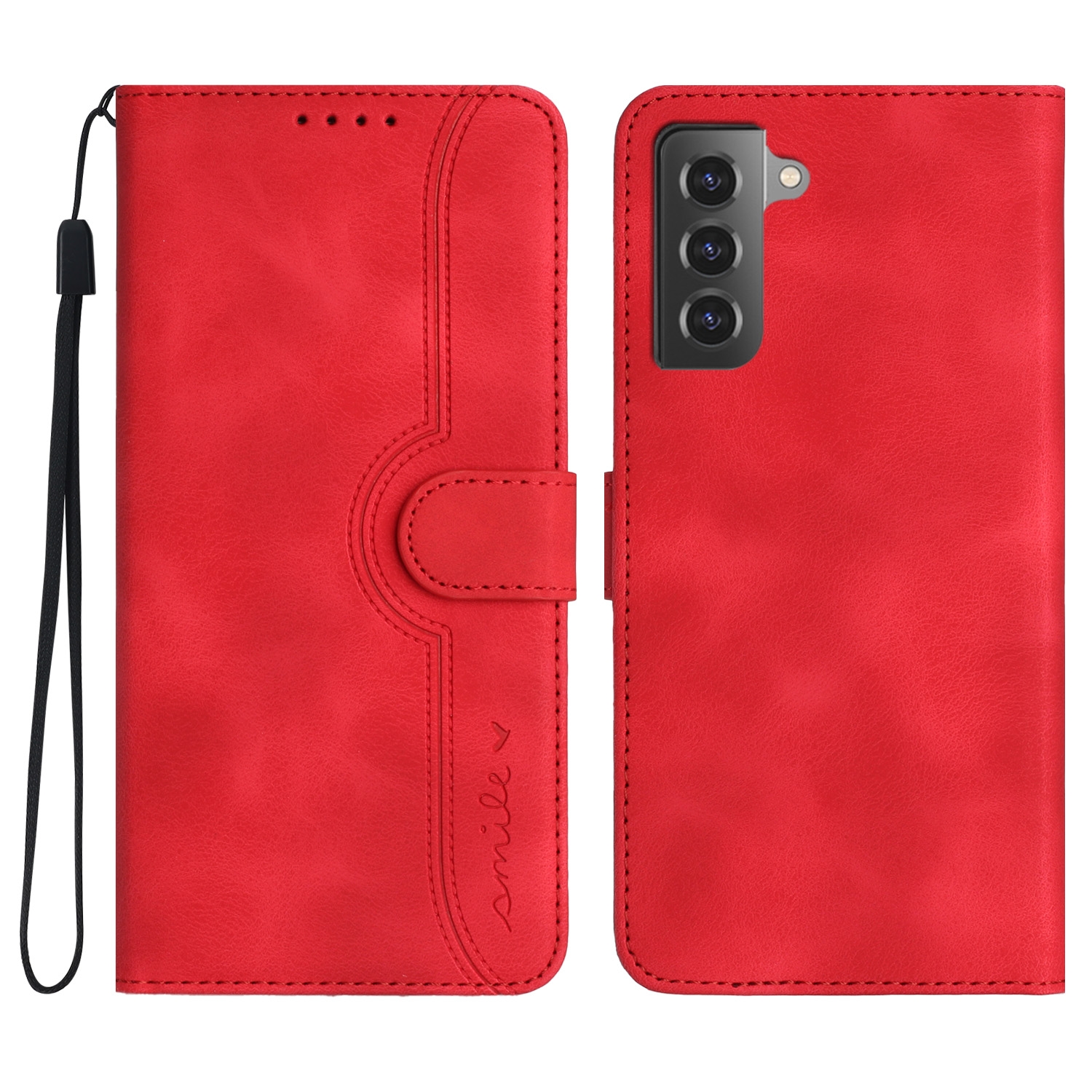 For Samsung Galaxy S22 5G Heart Pattern Skin Feel Leather Phone Case(Red) For Samsung Galaxy S22 5G Heart Pattern Skin Feel Leather Phone Case(Red)