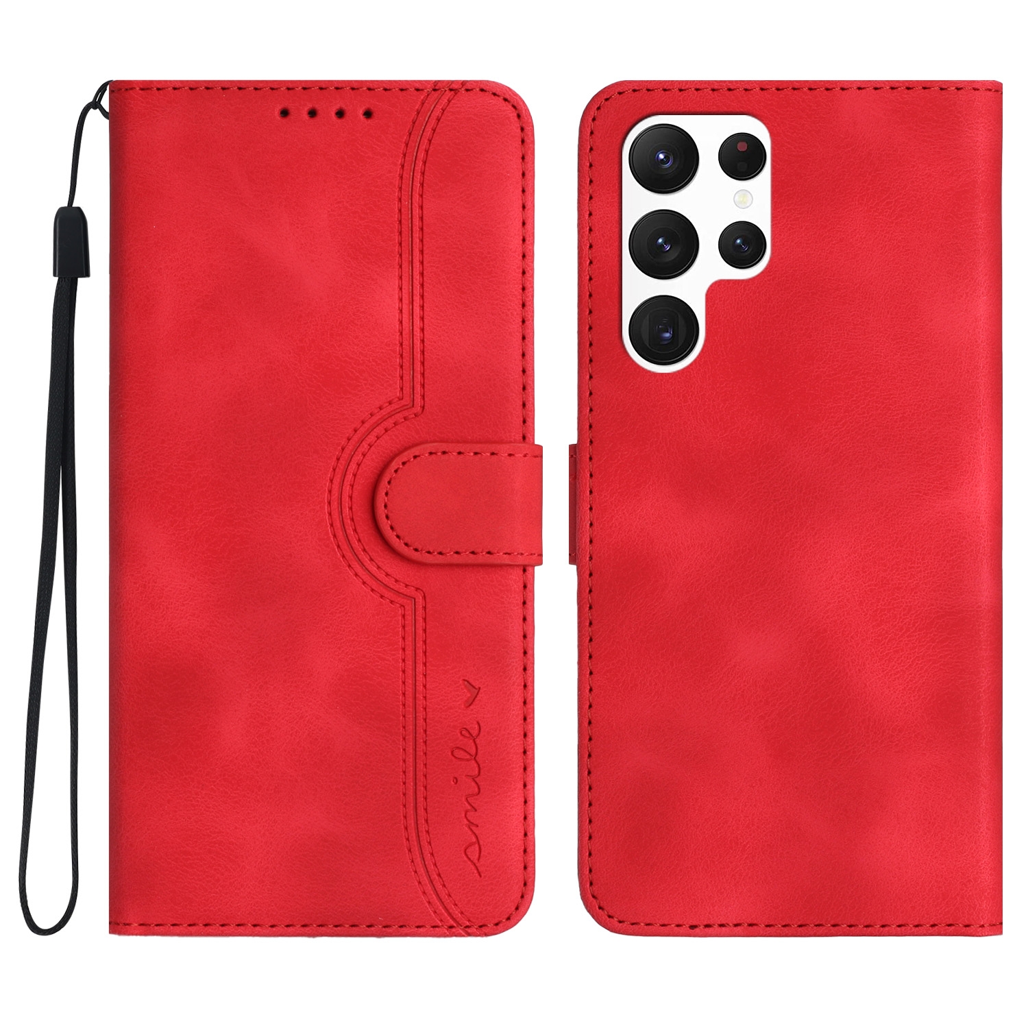 For Samsung Galaxy S23 Ultra 5G Heart Pattern Skin Feel Leather Phone Case(Red) For Samsung Galaxy S23 Ultra 5G Heart Pattern Skin Feel Leather Phone Case(Red)