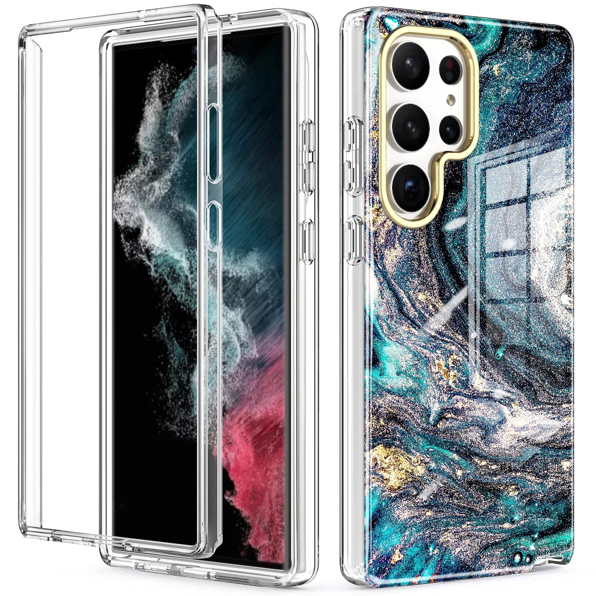 For Samsung Galaxy S23 Ultra 5G 360 Full Body Painted Phone Case(Marble L09) For Samsung Galaxy S23 Ultra 5G 360 Full Body Painted Phone Case(Marble L09)