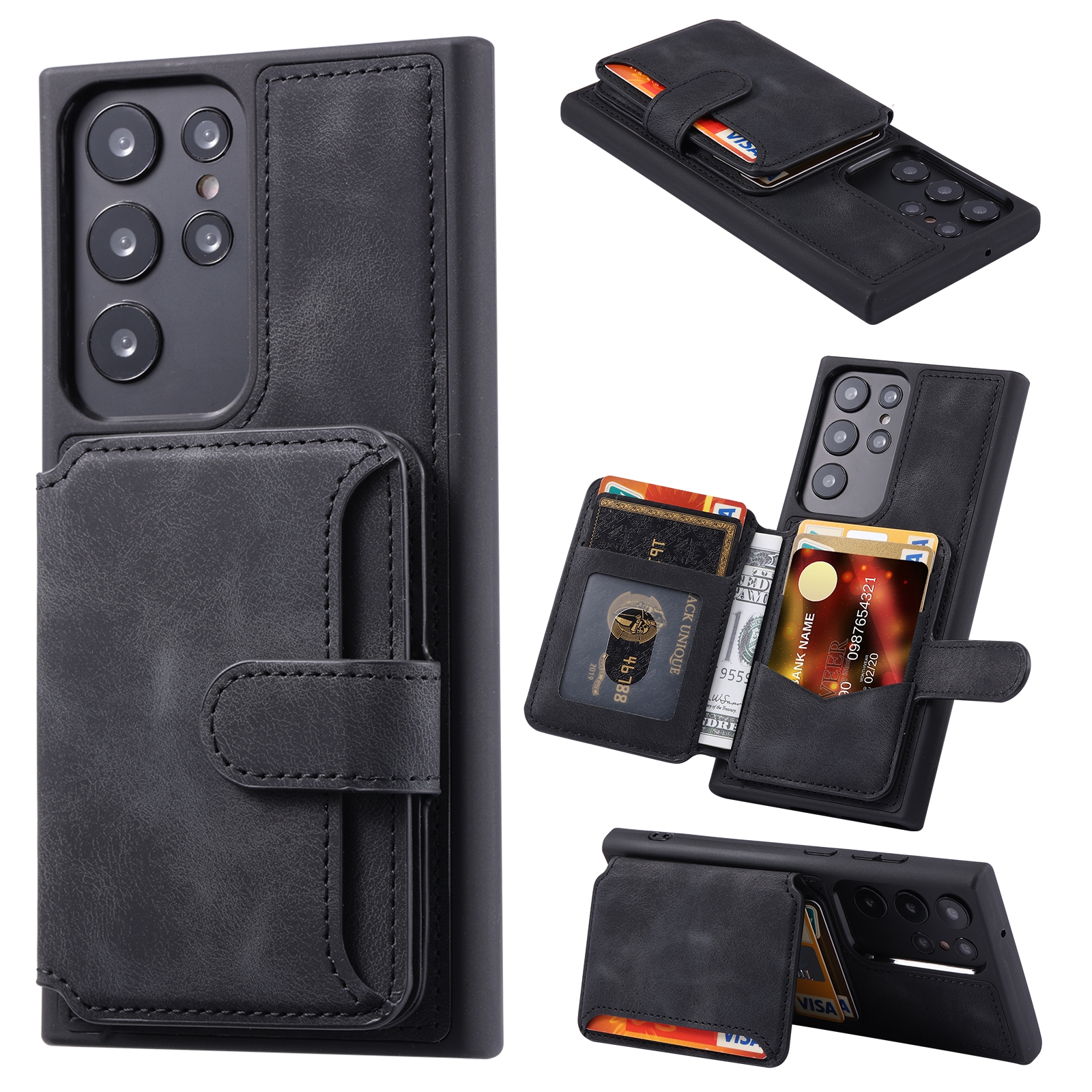 For Samsung Galaxy S23 Ultra 5G Skin Feel Dream Anti-theft Brush Shockproof Portable Skin Card Bag Phone Case(Black) For Samsung Galaxy S23 Ultra 5G Skin Feel Dream Anti-theft Brush Shockproof Portable Skin Card Bag Phone Case(Black)