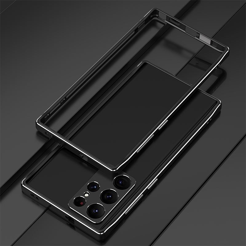 For Samsung Galaxy S23 Ultra 5G Aurora Series Lens Protector + Metal Frame Phone Case(Black Silver) For Samsung Galaxy S23 Ultra 5G Aurora Series Lens Protector + Metal Frame Phone Case(Black Silver)