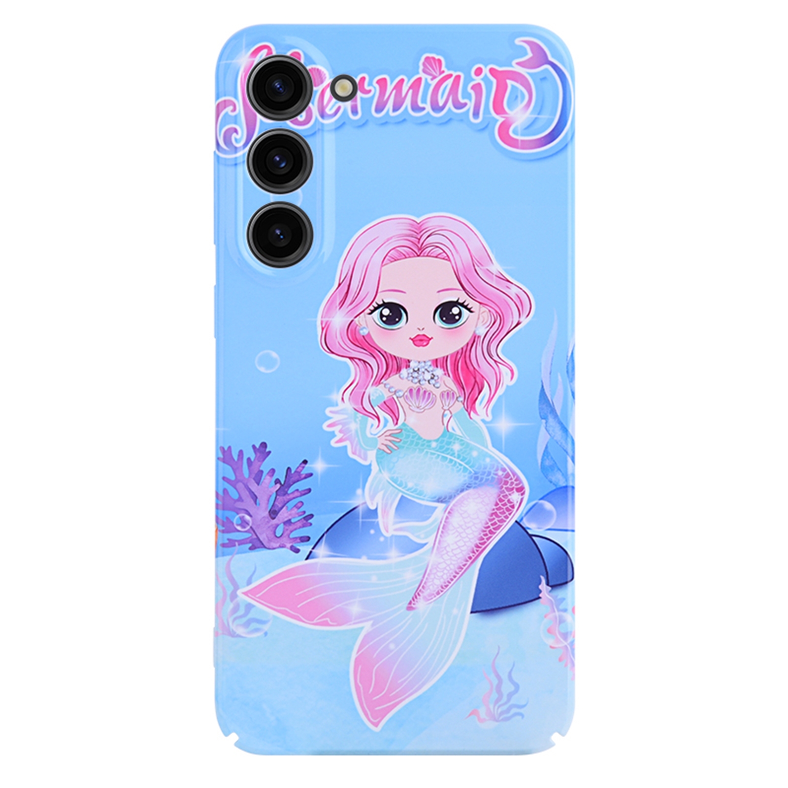 For Samsung Galaxy S23+ 5G Stereo Vision Pattern PC Phone Case(Blue Mermaid)
