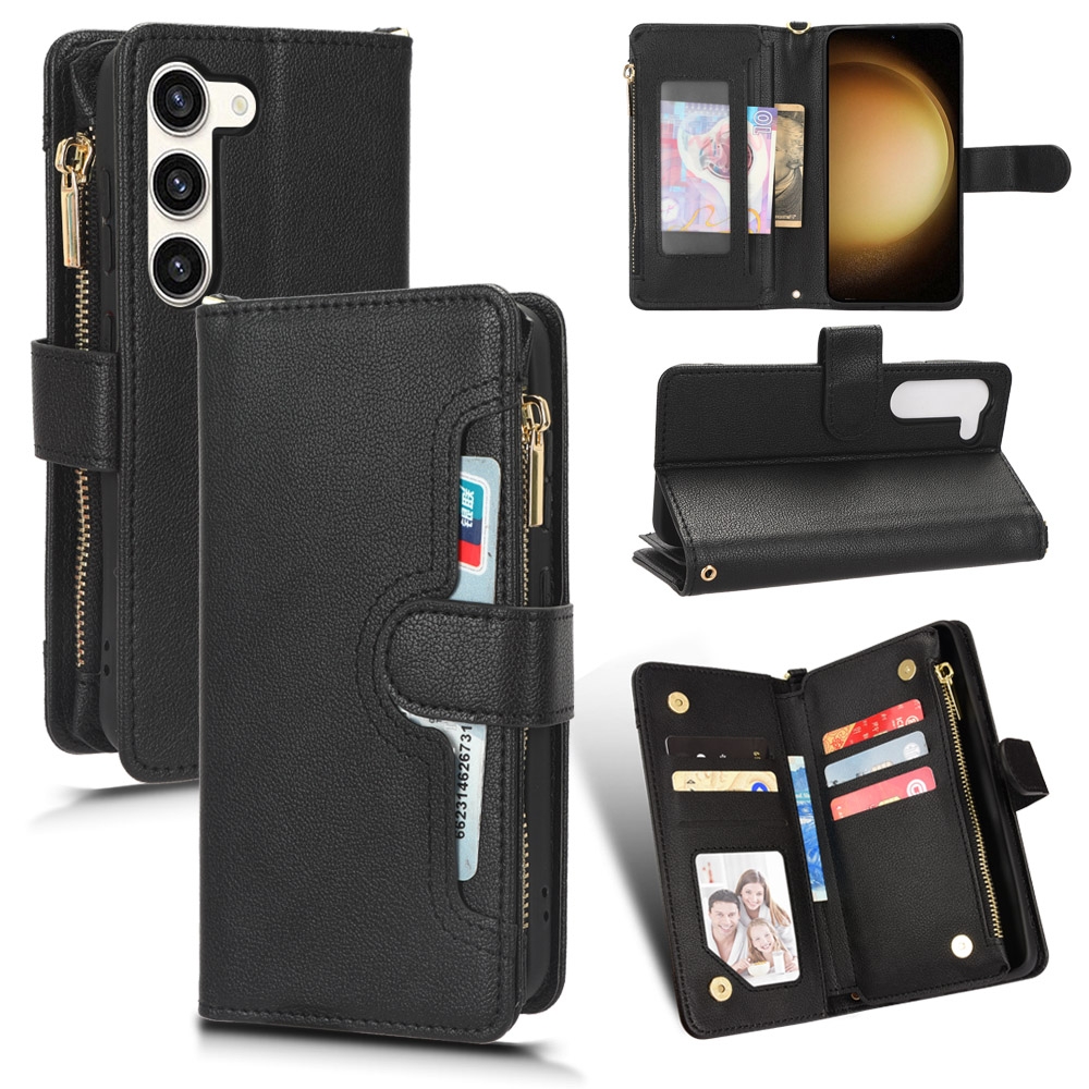 For Samsung Galaxy S23+ 5G Litchi Texture Zipper Leather Phone Case(Black) For Samsung Galaxy S23+ 5G Litchi Texture Zipper Leather Phone Case(Black)