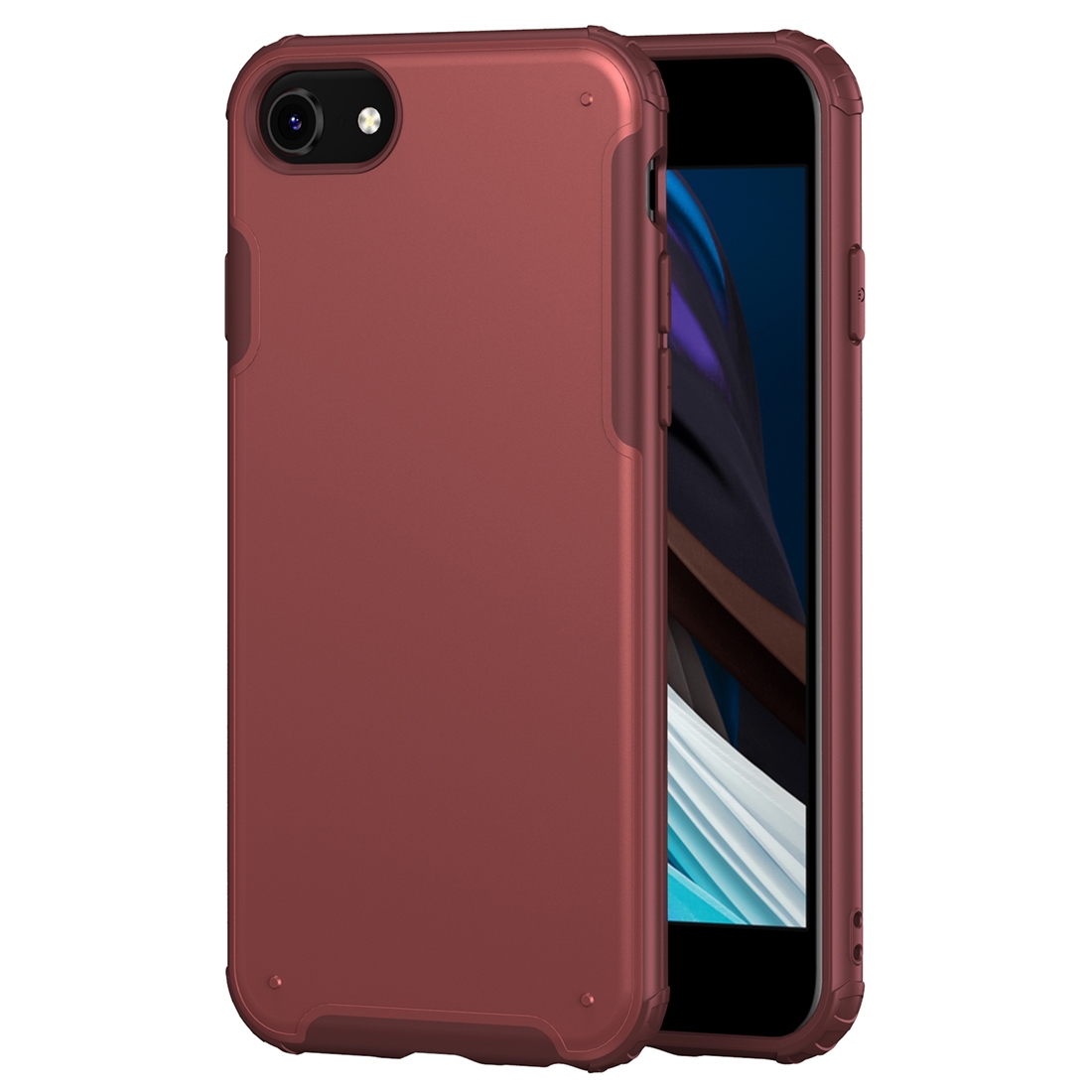 For iPhone SE 2022 / SE 2020 / 8 / 7 Solid Color Four-corner Shockproof TPU + PC Protective Case(Red) For iPhone SE 2022 / SE 2020 / 8 / 7 Solid Color Four-corner Shockproof TPU + PC Protective Case(Red)