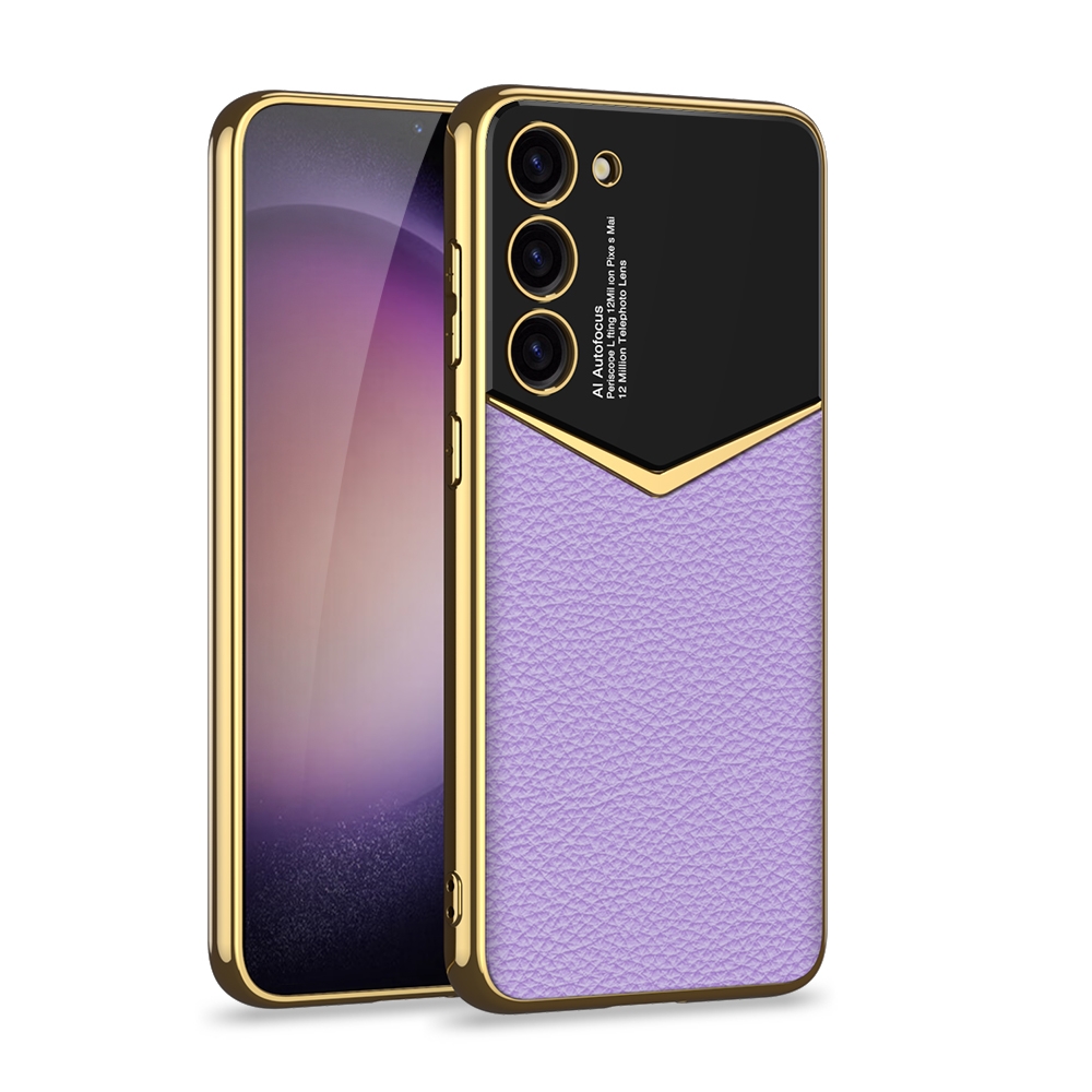 For Samsung Galaxy S23+ 5G GKK Plating Soft TPU + Leather Full Coverage Phone Case(Purple) For Samsung Galaxy S23+ 5G GKK Plating Soft TPU + Leather Full Coverage Phone Case(Purple)