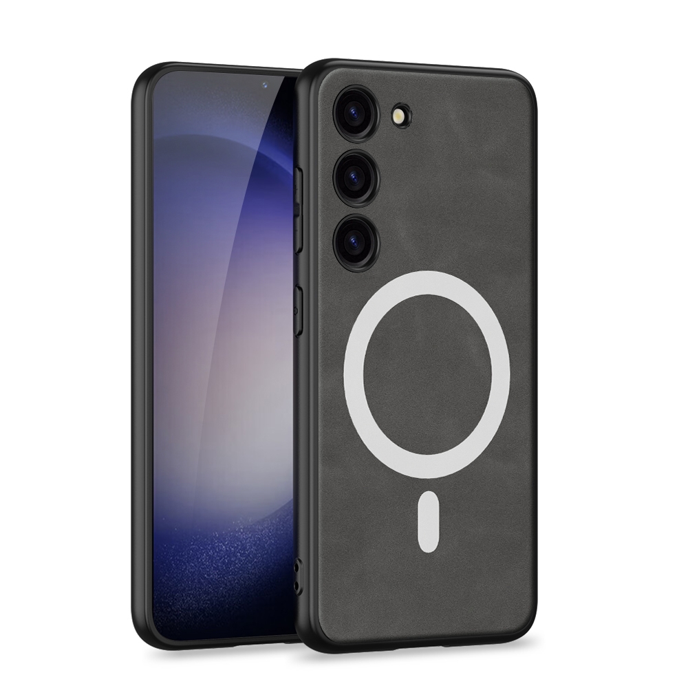 For Samsung Galaxy S23+ 5G GKK Magsafe Skin-feel Leather Full Coverage Phone Case(Grey) For Samsung Galaxy S23+ 5G GKK Magsafe Skin-feel Leather Full Coverage Phone Case(Grey)