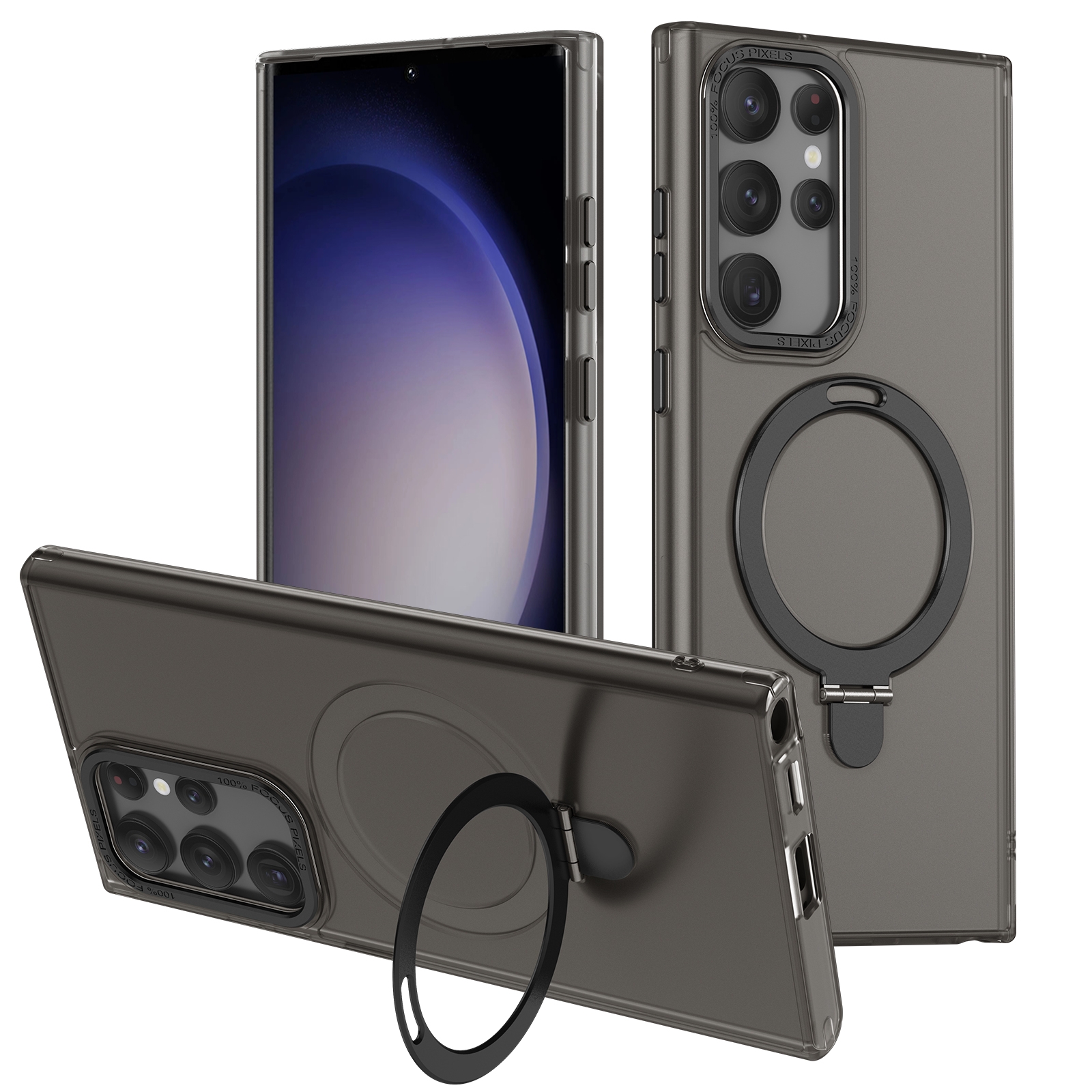 For Samsung Galaxy S23 Ultra 5G LK 3 in 1 MagSafe Magnetic Holder Phone Case(Black) For Samsung Galaxy S23 Ultra 5G LK 3 in 1 MagSafe Magnetic Holder Phone Case(Black)