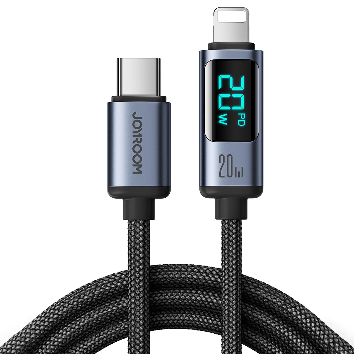 JOYROOM S-CL020A16 20W USB-C / Type-C to 8 Pin Digital Display Fast Charging Data Cable, Length:1.2m(Black) JOYROOM S-CL020A16 20W USB-C / Type-C to 8 Pin Digital Display Fast Charging Data Cable, Length:1.2m(Black)