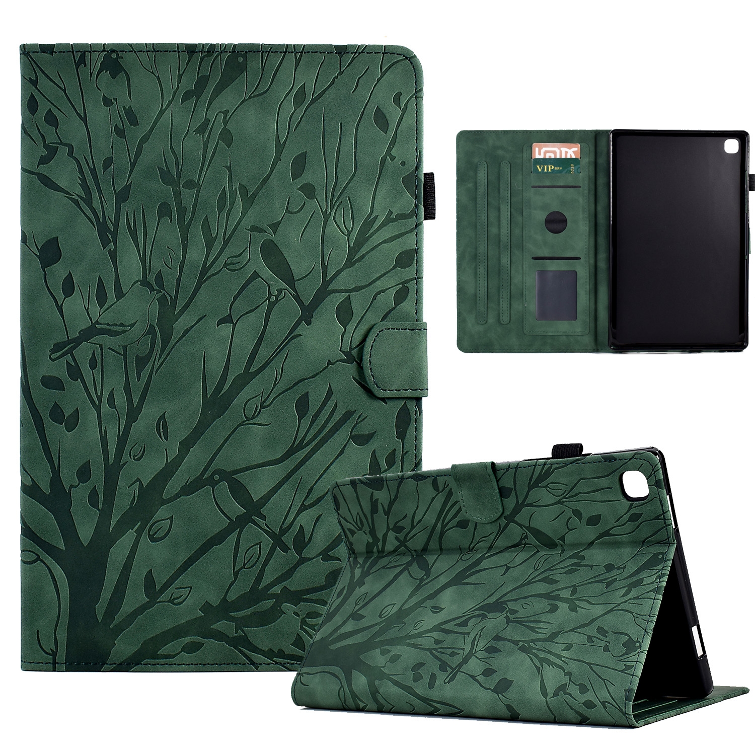 For iPad 10.2 2019 2020 / iPad 10.5 2017 2019 Fortune Tree Pressure Flower PU Tablet Case with Wake-up / Sleep Function(Green) For iPad 10.2 2019 2020 / iPad 10.5 2017 2019 Fortune Tree Pressure Flower PU Tablet Case with Wake-up / Sleep Function(Green)