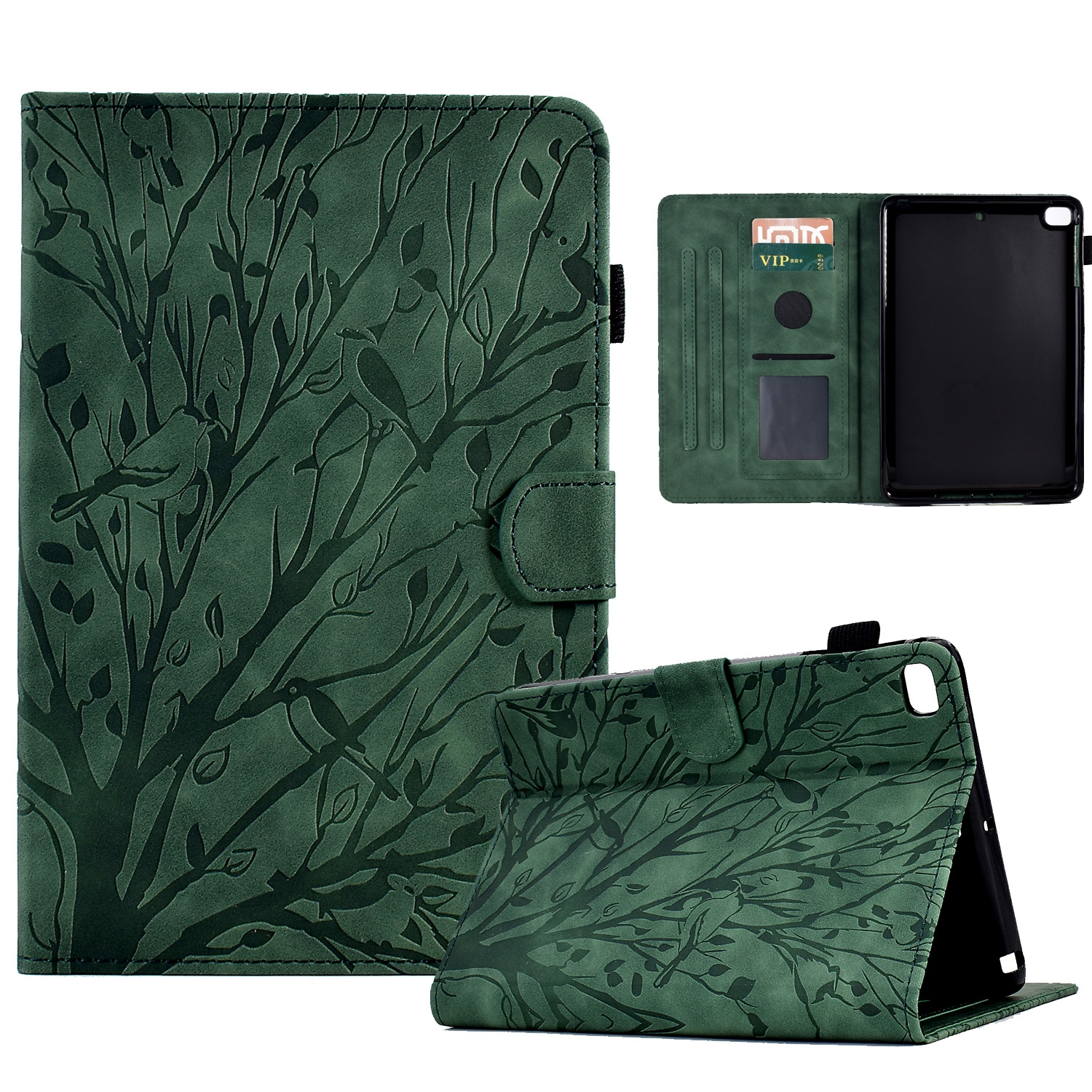 For iPad Air / Air 2 / 9.7 2017 2018 Fortune Tree Pressure Flower PU Tablet Case with Wake-up / Sleep Function(Green) For iPad Air / Air 2 / 9.7 2017 2018 Fortune Tree Pressure Flower PU Tablet Case with Wake-up / Sleep Function(Green)