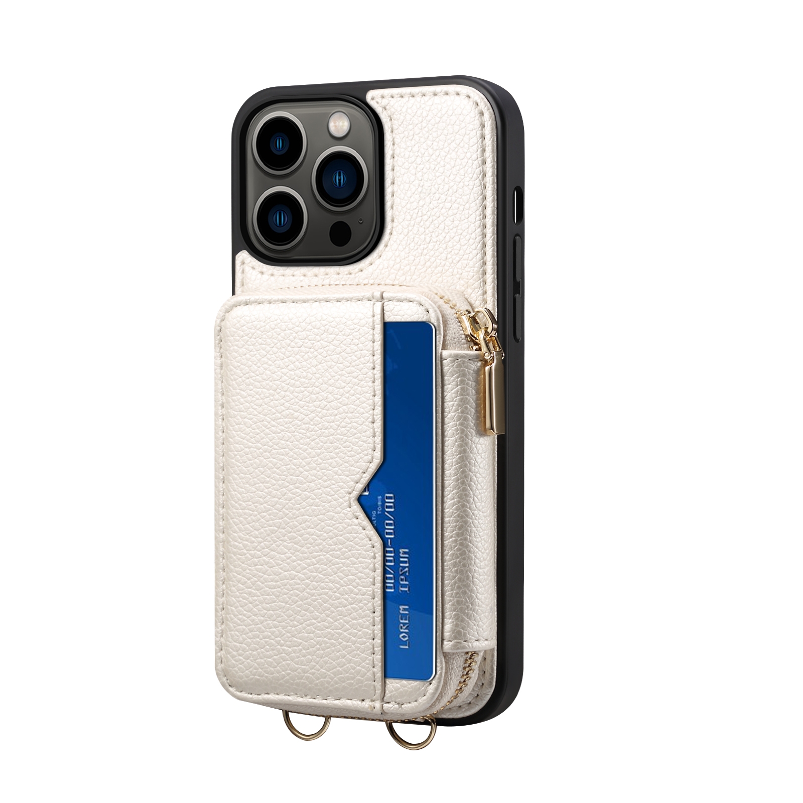 For iPhone 14 Pro Zipper Card Slot Phone Case(White) For iPhone 14 Pro Zipper Card Slot Phone Case(White)