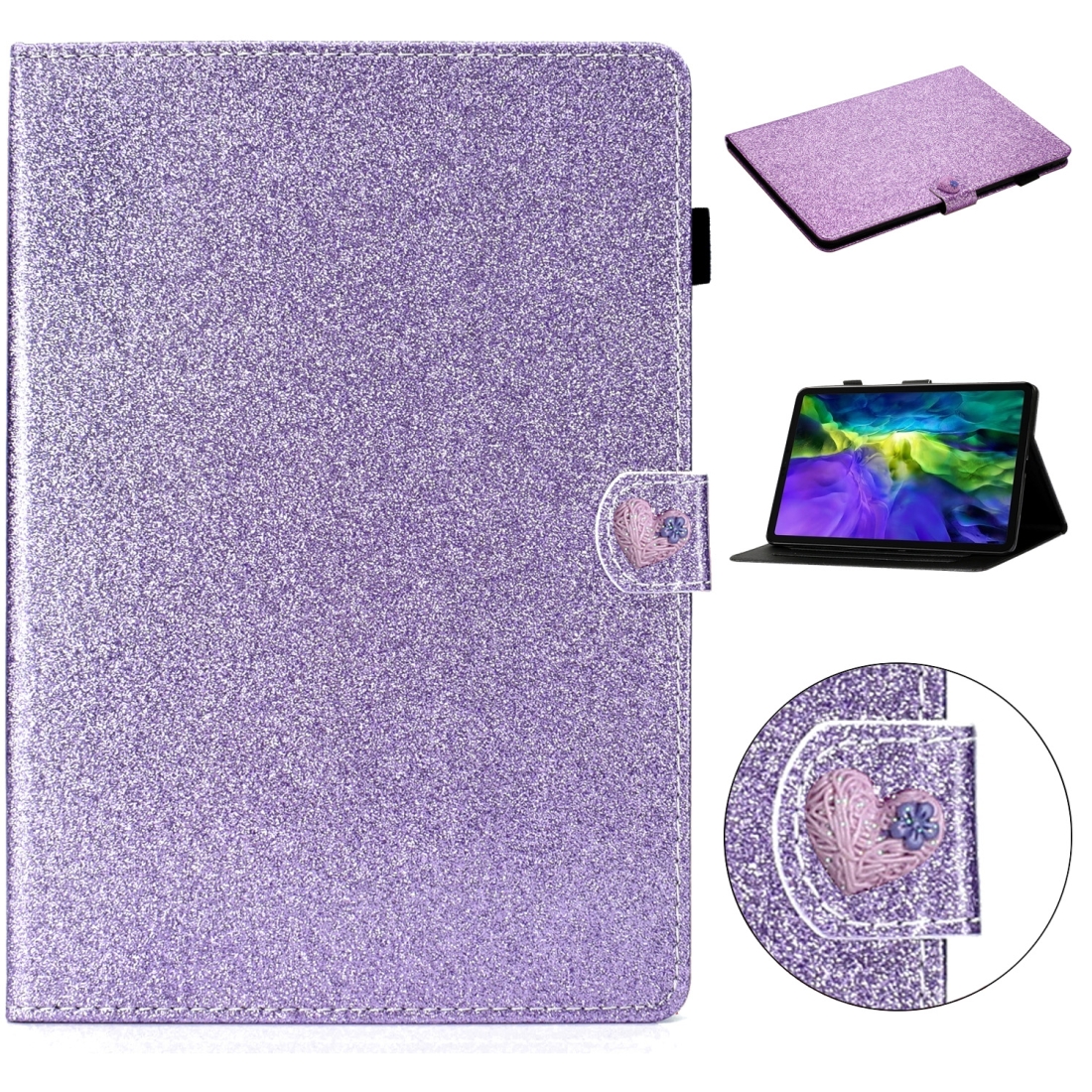 For iPad Pro 11 (2020) Love Buckle Glitter Horizontal Flip Leather Tablet Case with Holder & Card Slots(Purple) For iPad Pro 11 (2020) Love Buckle Glitter Horizontal Flip Leather Tablet Case with Holder & Card Slots(Purple)
