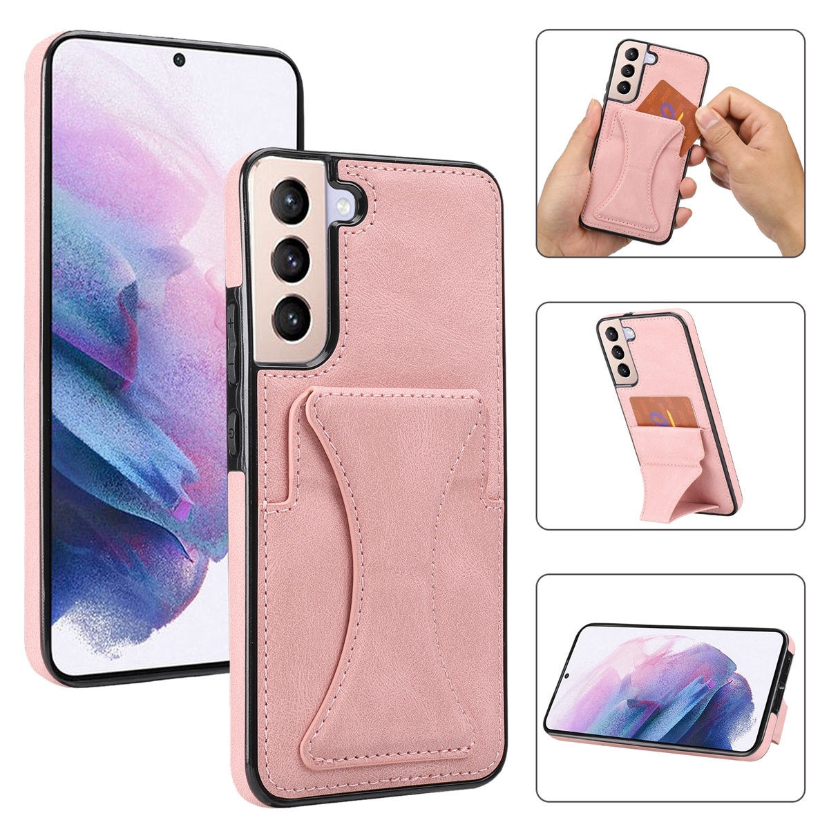 For Samsung Galaxy S23 5G Ultra-thin Shockproof Phone Protective Case with Holder(Rose Gold) For Samsung Galaxy S23 5G Ultra-thin Shockproof Phone Protective Case with Holder(Rose Gold)