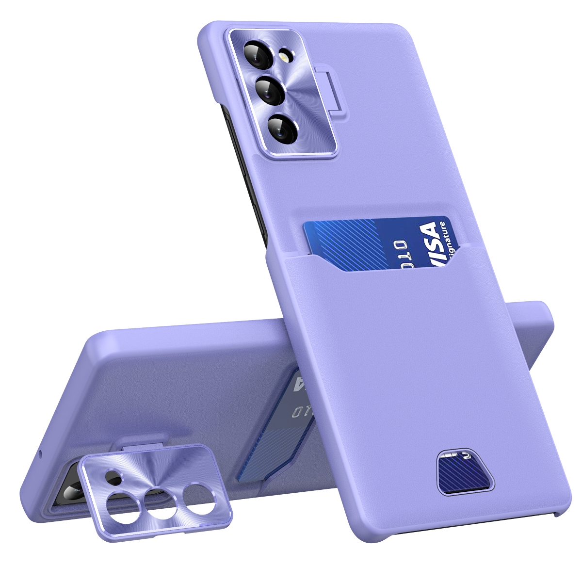 For Samsung Galaxy S23 5G Pure Color Invisible Lens Holder Phone Case(Purple) For Samsung Galaxy S23 5G Pure Color Invisible Lens Holder Phone Case(Purple)