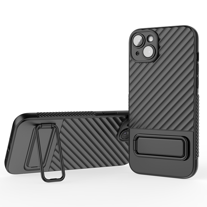 For iPhone 14 Plus Wavy Texture TPU Phone Case with Lens Film(Black) For iPhone 14 Plus Wavy Texture TPU Phone Case with Lens Film(Black)
