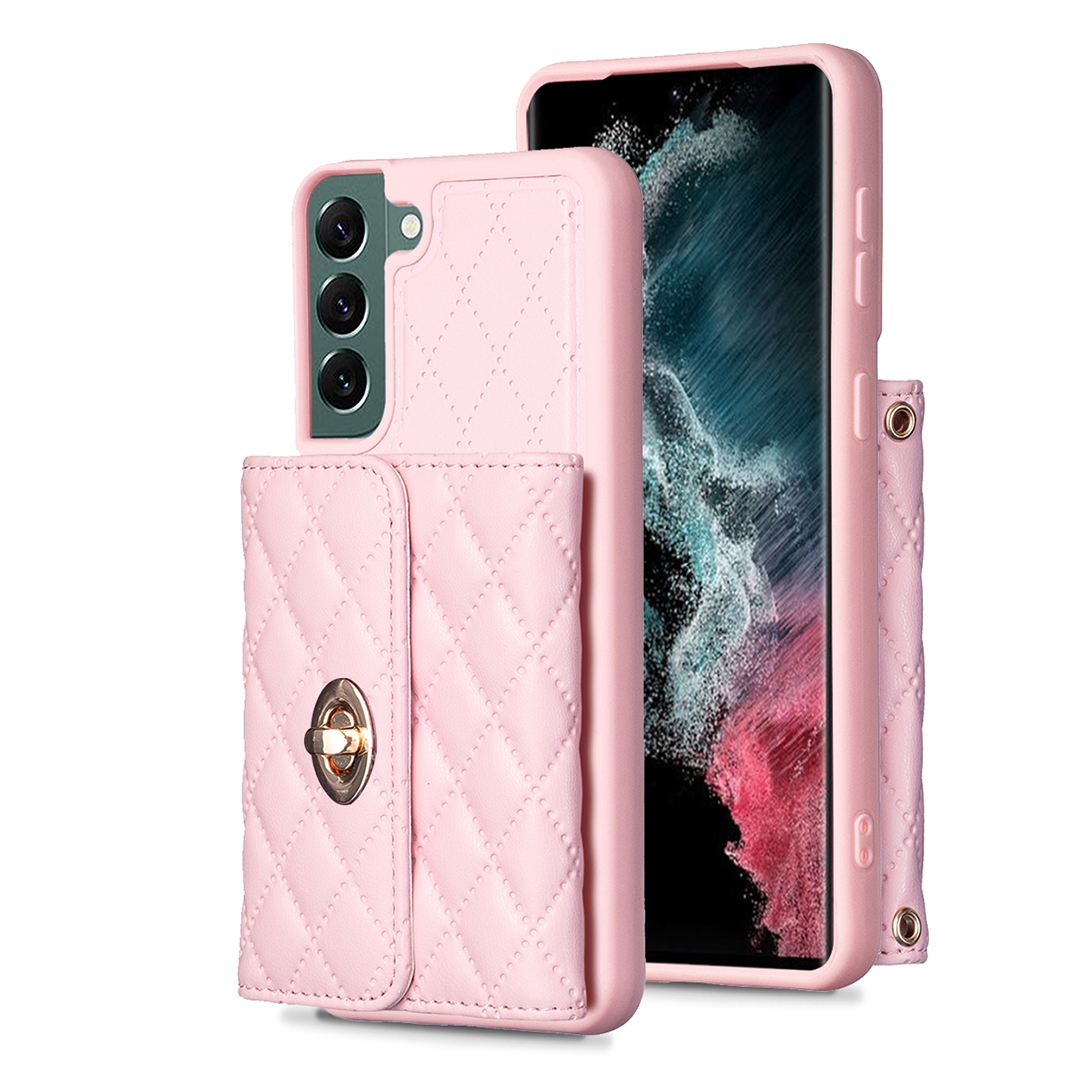 For Samsung Galaxy S22+ 5G Horizontal Metal Buckle Wallet Rhombic Leather Phone Case(Pink) For Samsung Galaxy S22+ 5G Horizontal Metal Buckle Wallet Rhombic Leather Phone Case(Pink)