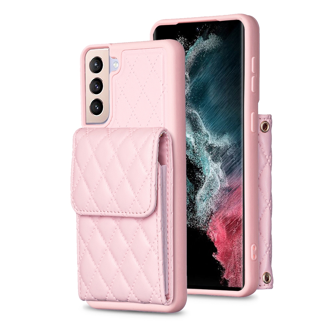 For Samsung Galaxy S21+ 5G Vertical Wallet Rhombic Leather Phone Case(Pink) For Samsung Galaxy S21+ 5G Vertical Wallet Rhombic Leather Phone Case(Pink)