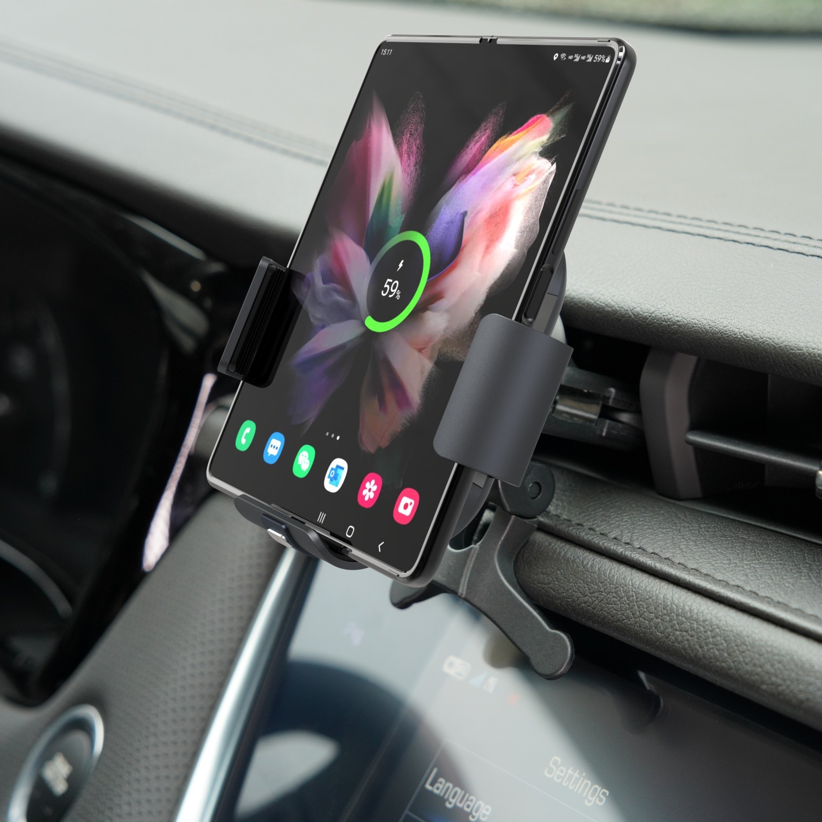 For Samsung Galaxy Z Fold4 / 3 S7 Dual Coil Car Phone Holder Wireless Charger For Samsung Galaxy Z Fold4 / 3 S7 Dual Coil Car Phone Holder Wireless Charger