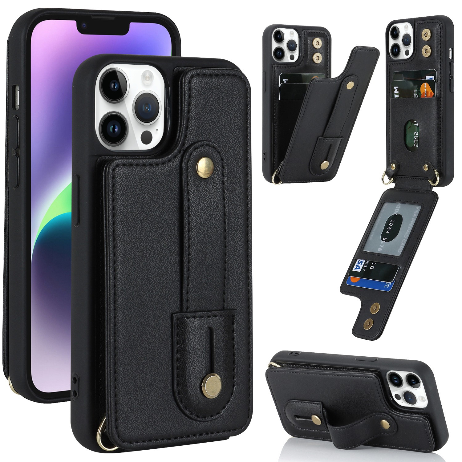For iPhone 11 Pro Wristband Vertical Flip Wallet Back Cover Phone Case(Black) For iPhone 11 Pro Wristband Vertical Flip Wallet Back Cover Phone Case(Black)
