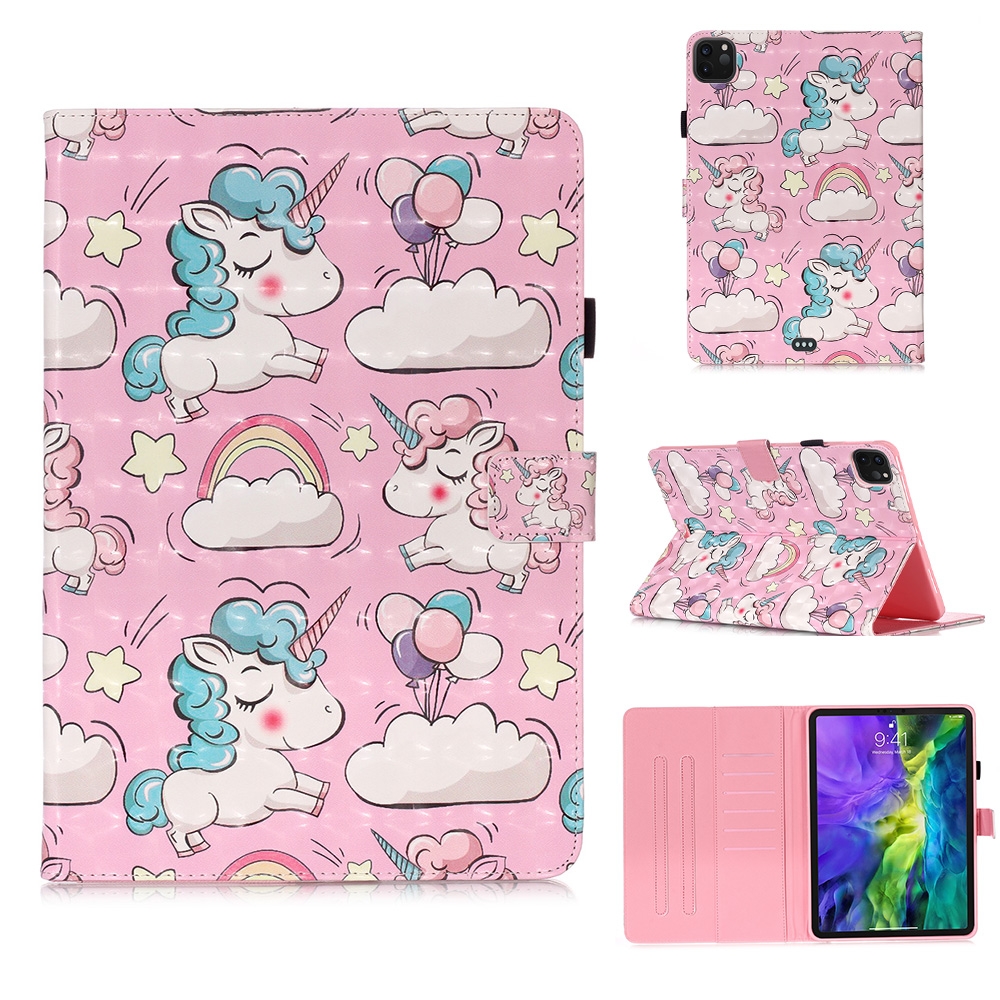 For iPad Pro 11 (2020) 3D Colored Drawing Horizontal Flip Leather Tablet Case, with Sleep / Wake-up Function & Holder & Card Slo & Wallet(Pink Pony) For iPad Pro 11 (2020) 3D Colored Drawing Horizontal Flip Leather Tablet Case, with Sleep / Wake-up Function & Holder & Card Slo & Wallet(Pink Pony)