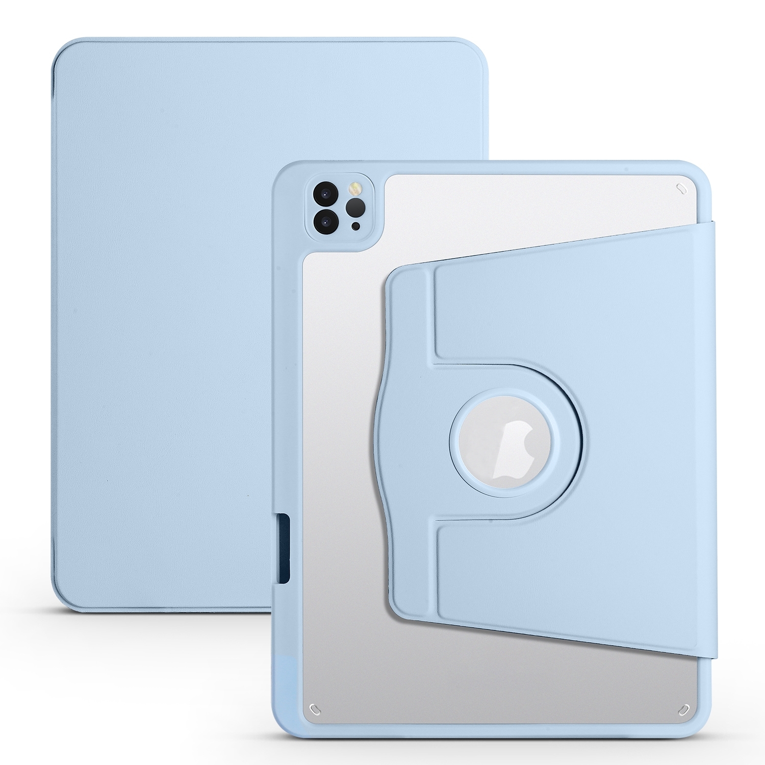 Acrylic 360 Degree Rotation Holder Tablet Leather Case For iPad Air 13 2024 / Pro 12.9 2022/2021/2020/2018(Ice Blue)